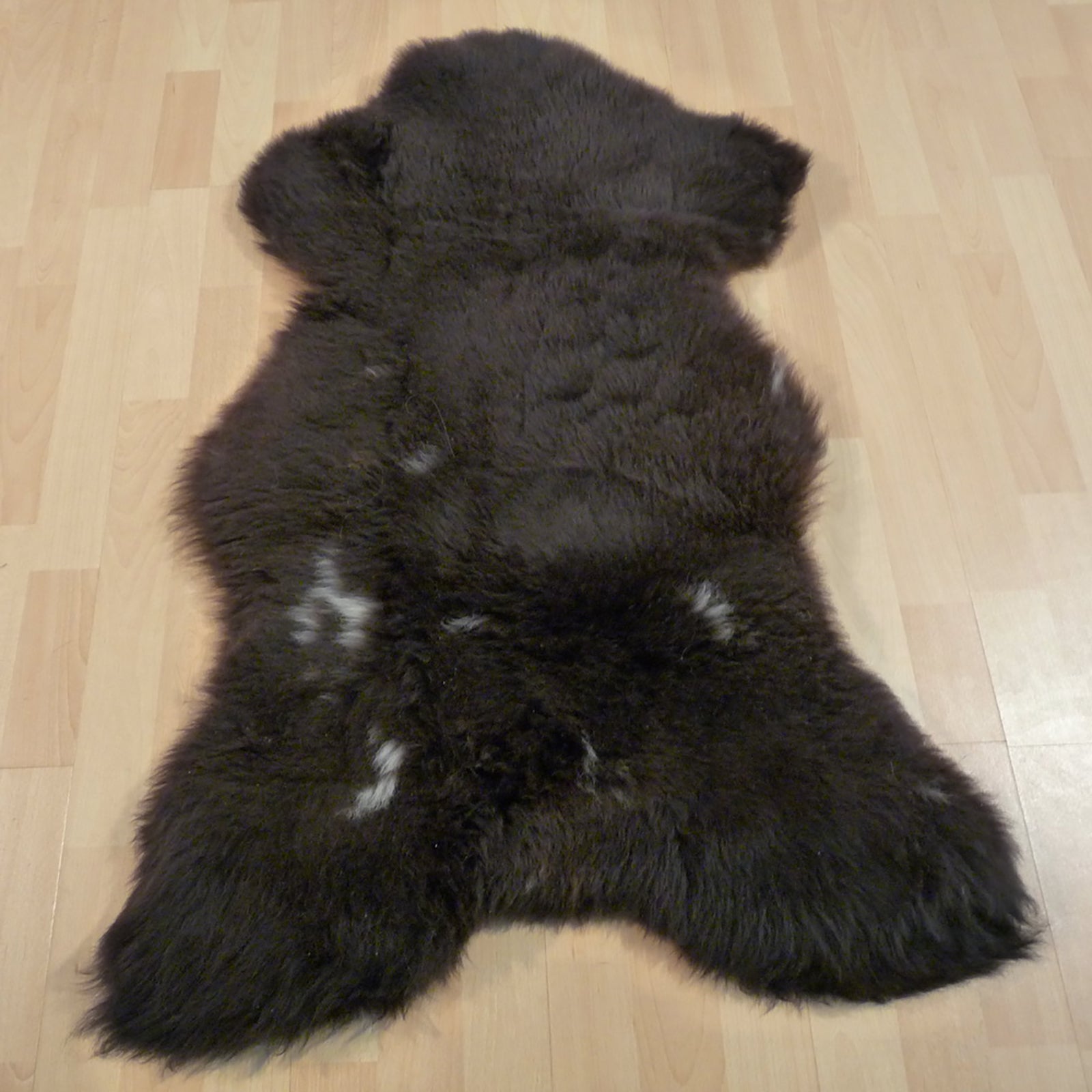 Exklusives Unikat Lammfell braun - weiß 105x70cm #12984