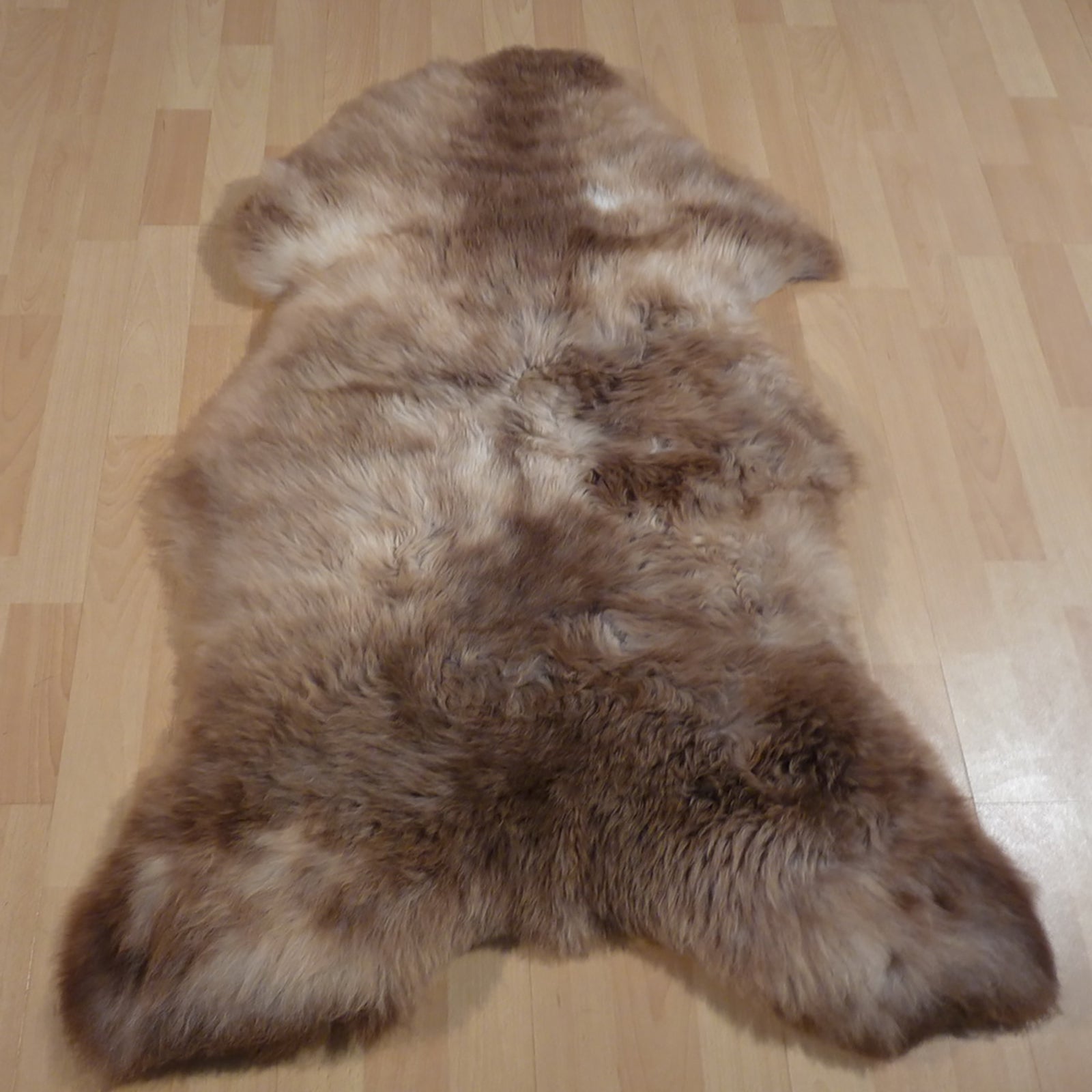 Exklusives Unikat Schaffell braun - weiß - grau 110x80cm #13079