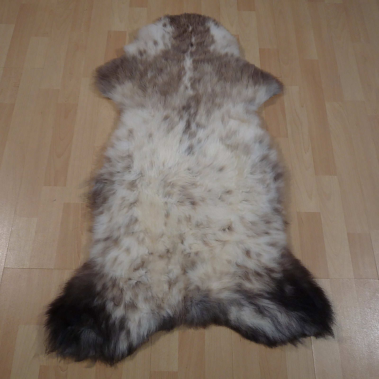 Exklusives Unikat Lammfell weiß - braun 110x70cm #13889
