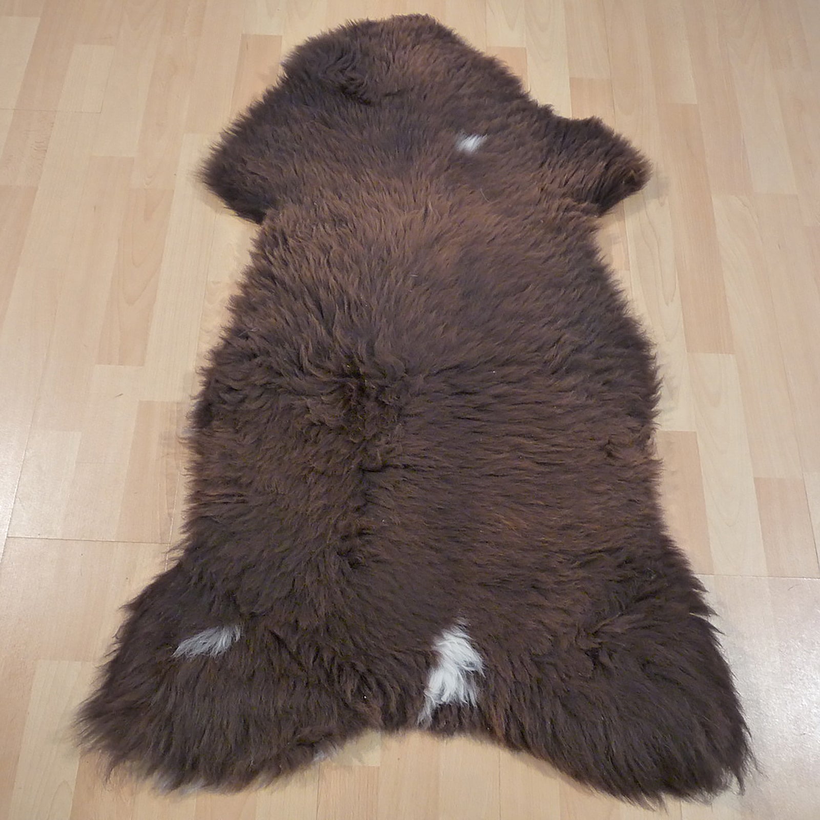 Exklusives Unikat Lammfell braun - weiß 110x70cm #13890
