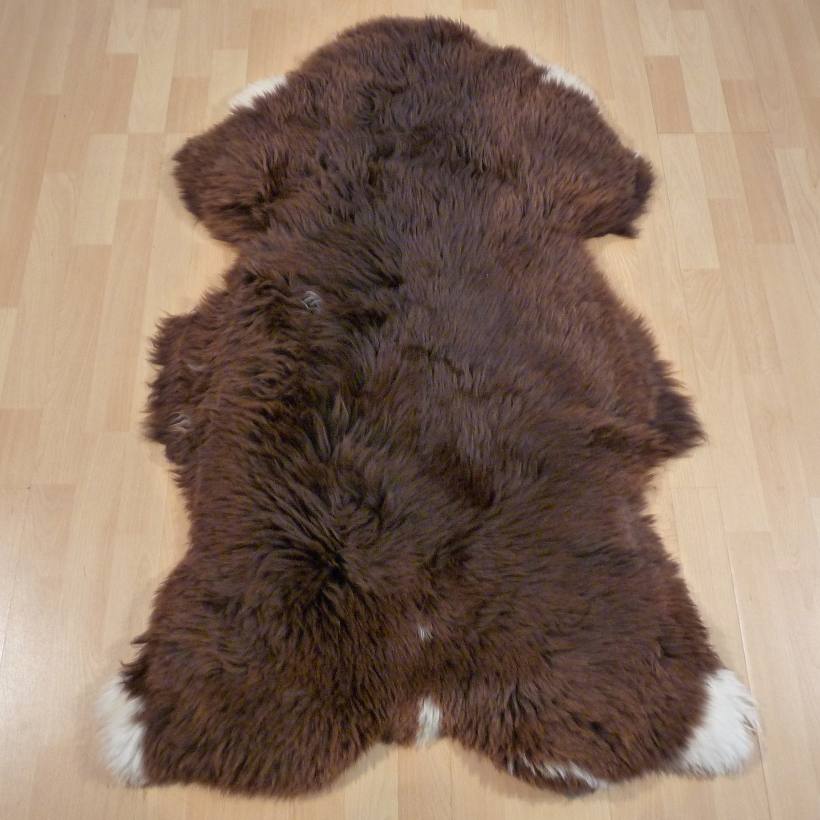 Exklusives Unikat Schaffell braun - weiß 130x85cm #14706
