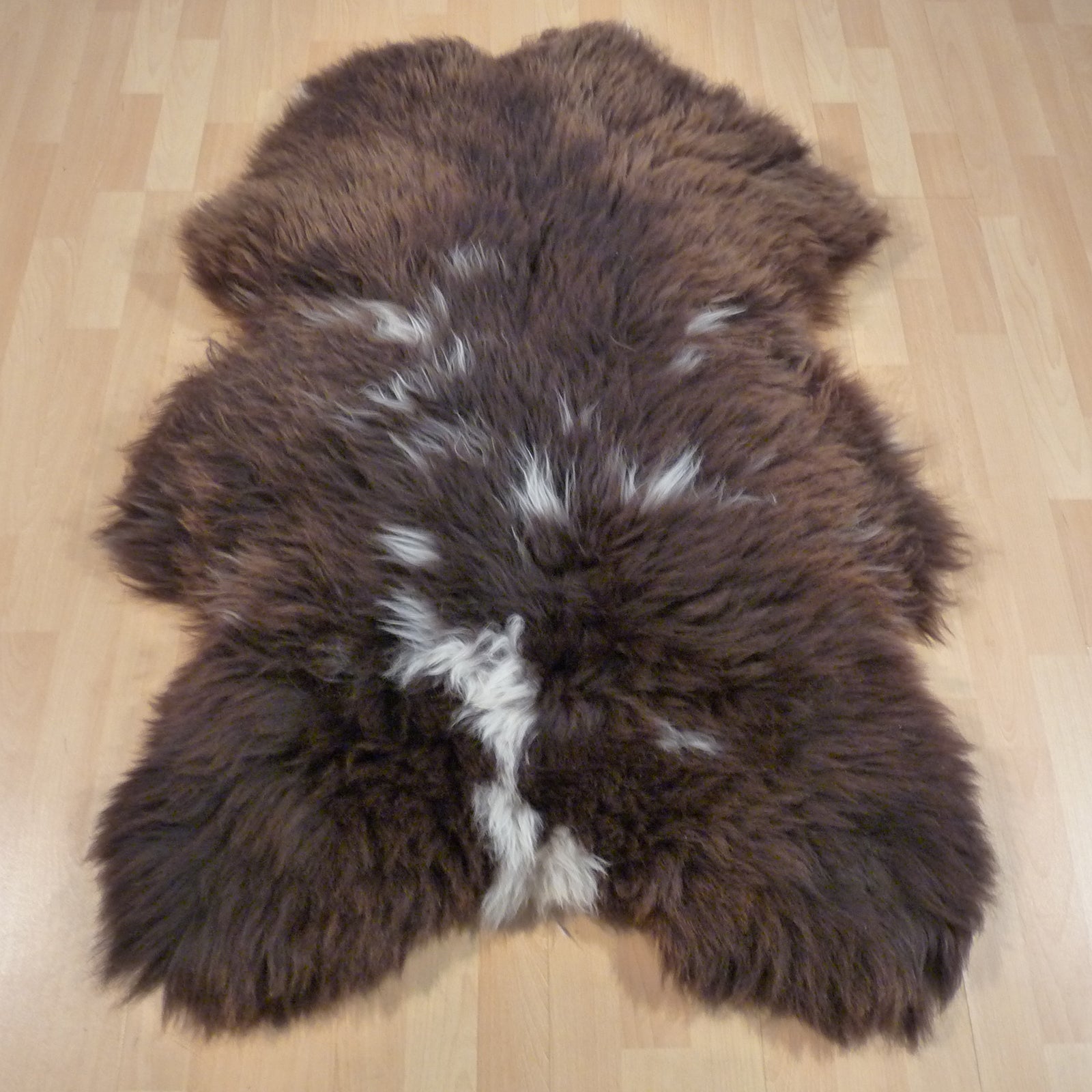 Exklusives Unikat Schaffell braun - weiß 135x90cm #14715