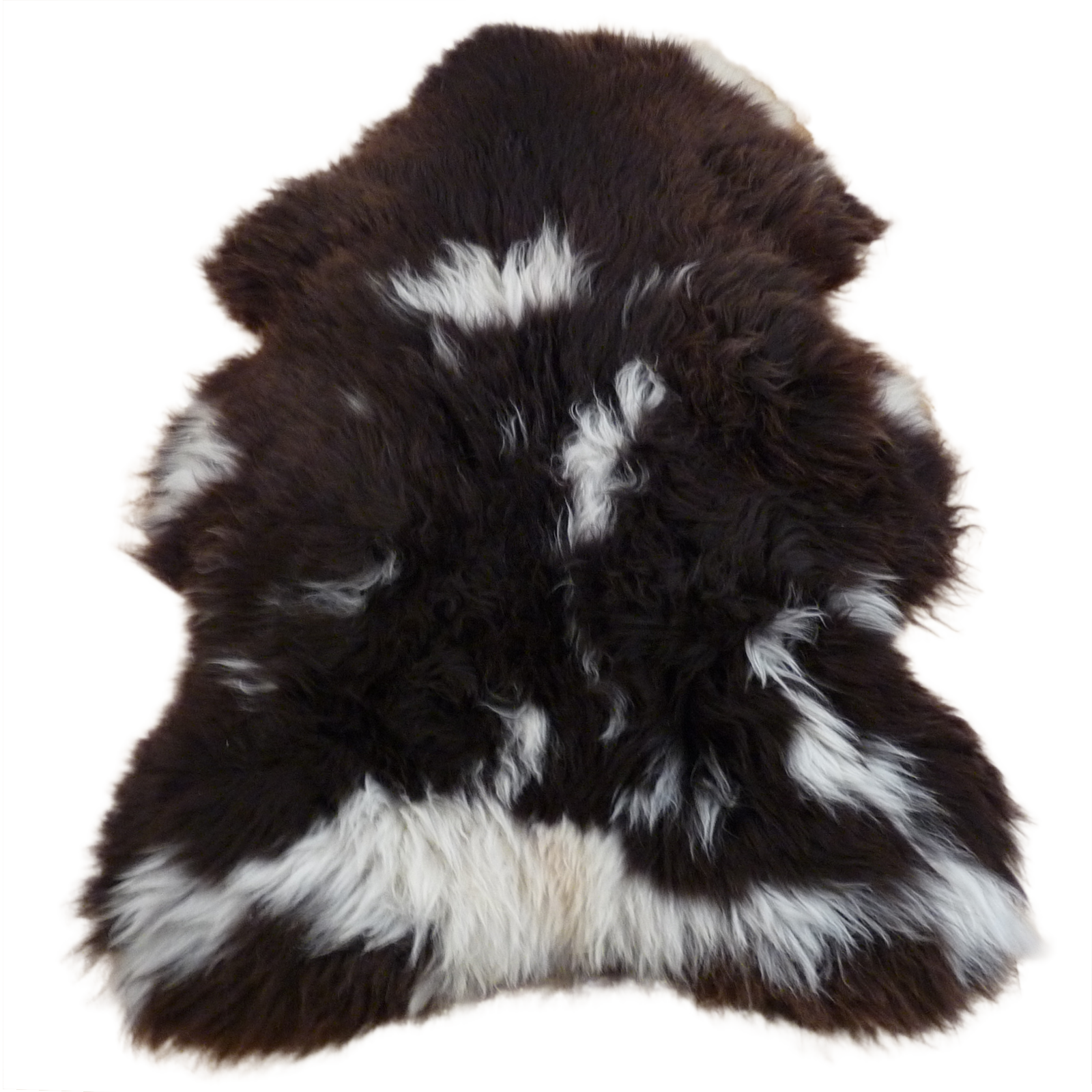 Exklusives Unikat Schaffell braun - weiß 125x90cm #14725