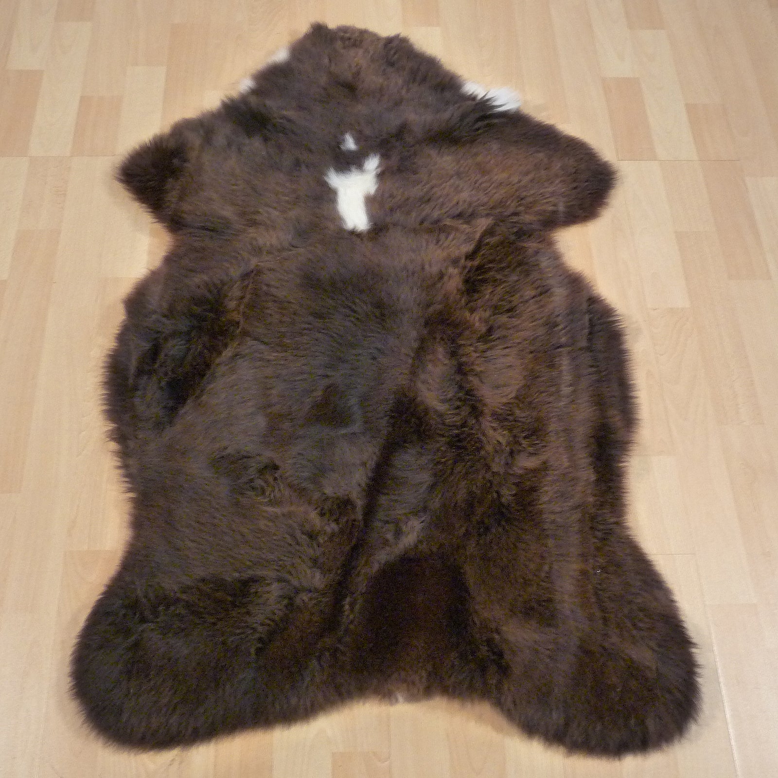 Exklusives Unikat Lammfell braun - weiß 115x75cm #14748