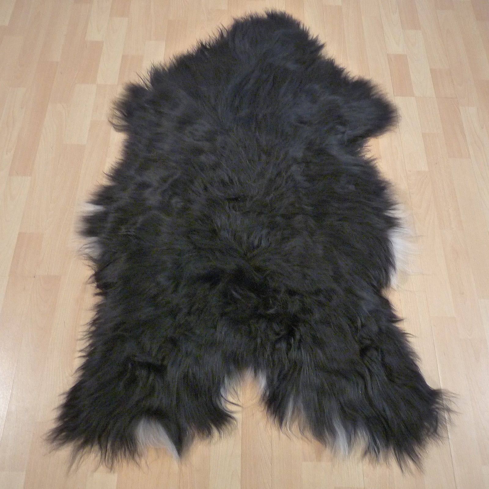 Exklusives Unikat Islandschaffell schwarz - weiß 135x85cm #14770