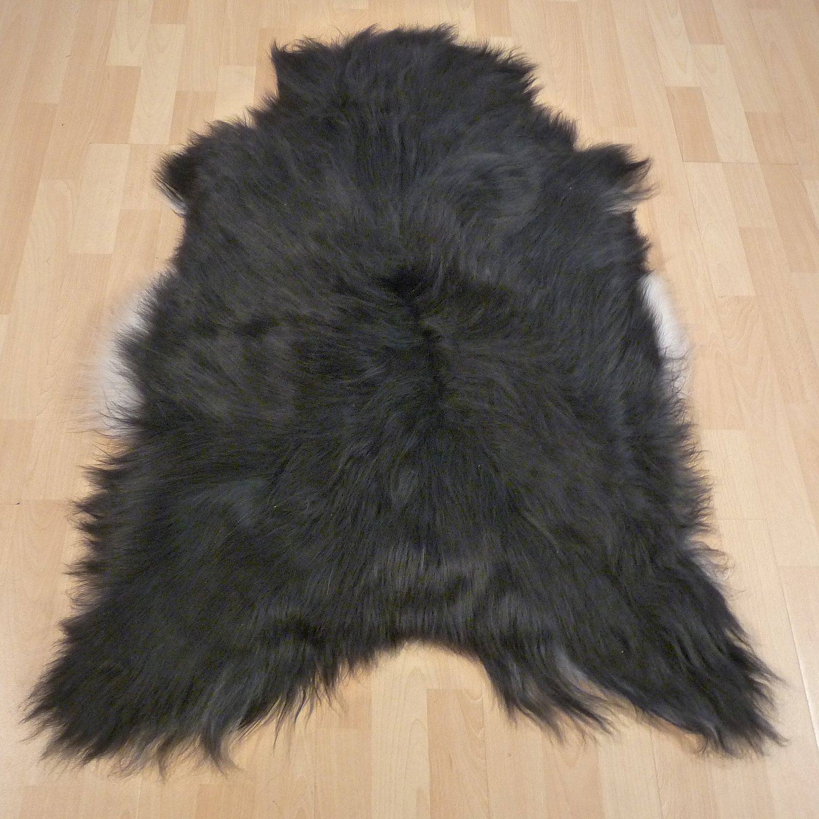 Exklusives Unikat Islandschaffell schwarz - weiß 130x80cm #14772