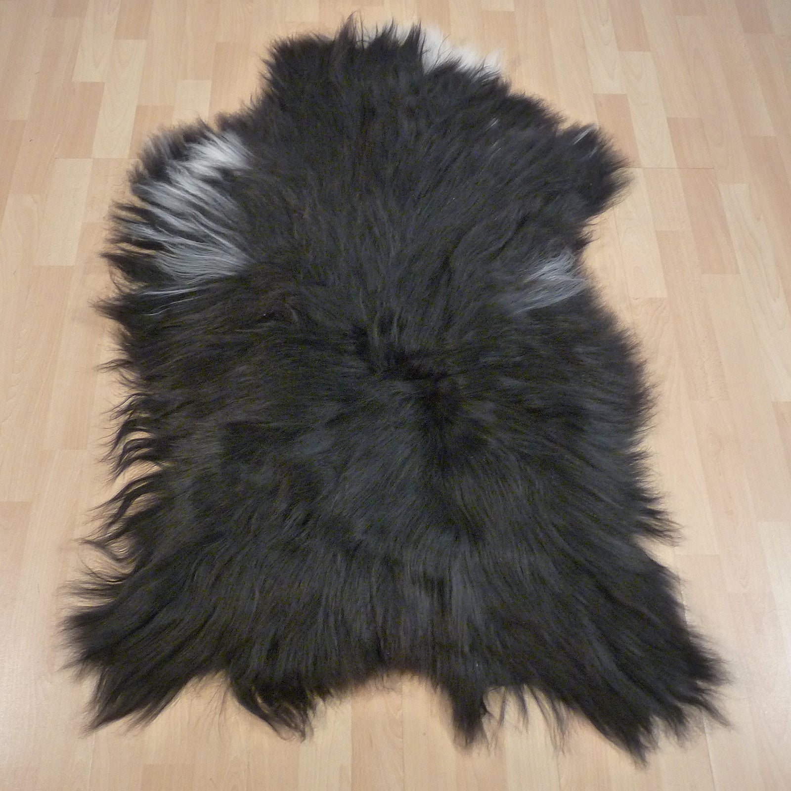 Exklusives Unikat Islandschaffell schwarz - weiß 130x85cm #14780