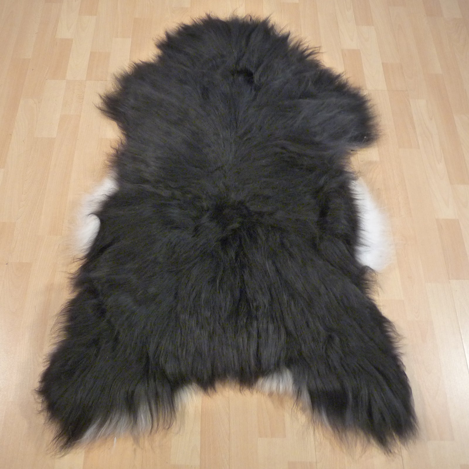 Exklusives Unikat Islandschaffell schwarz - weiß 140x90cm #14781