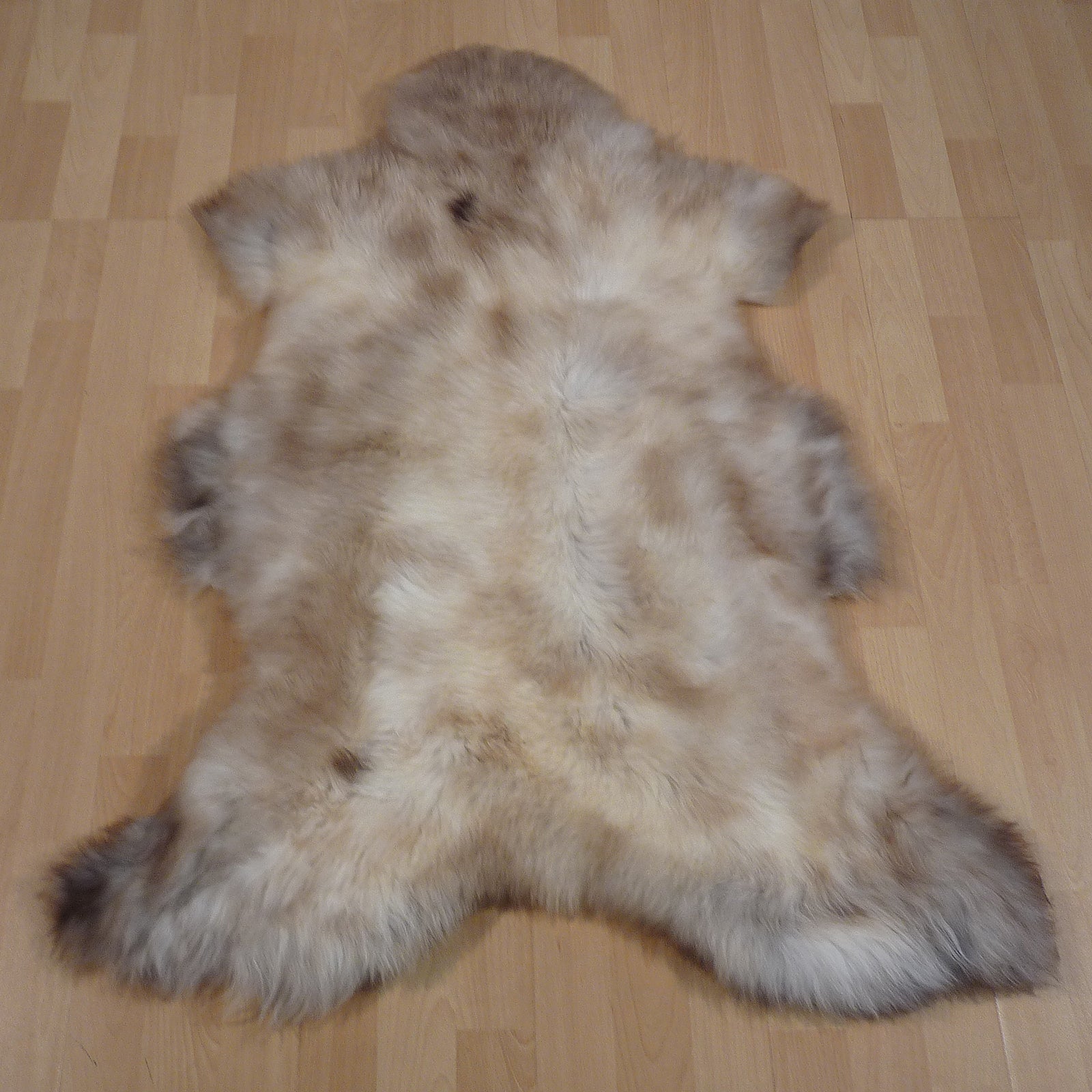 Exklusives Unikat Lammfell weiß - grau - braun 115x85cm #14801