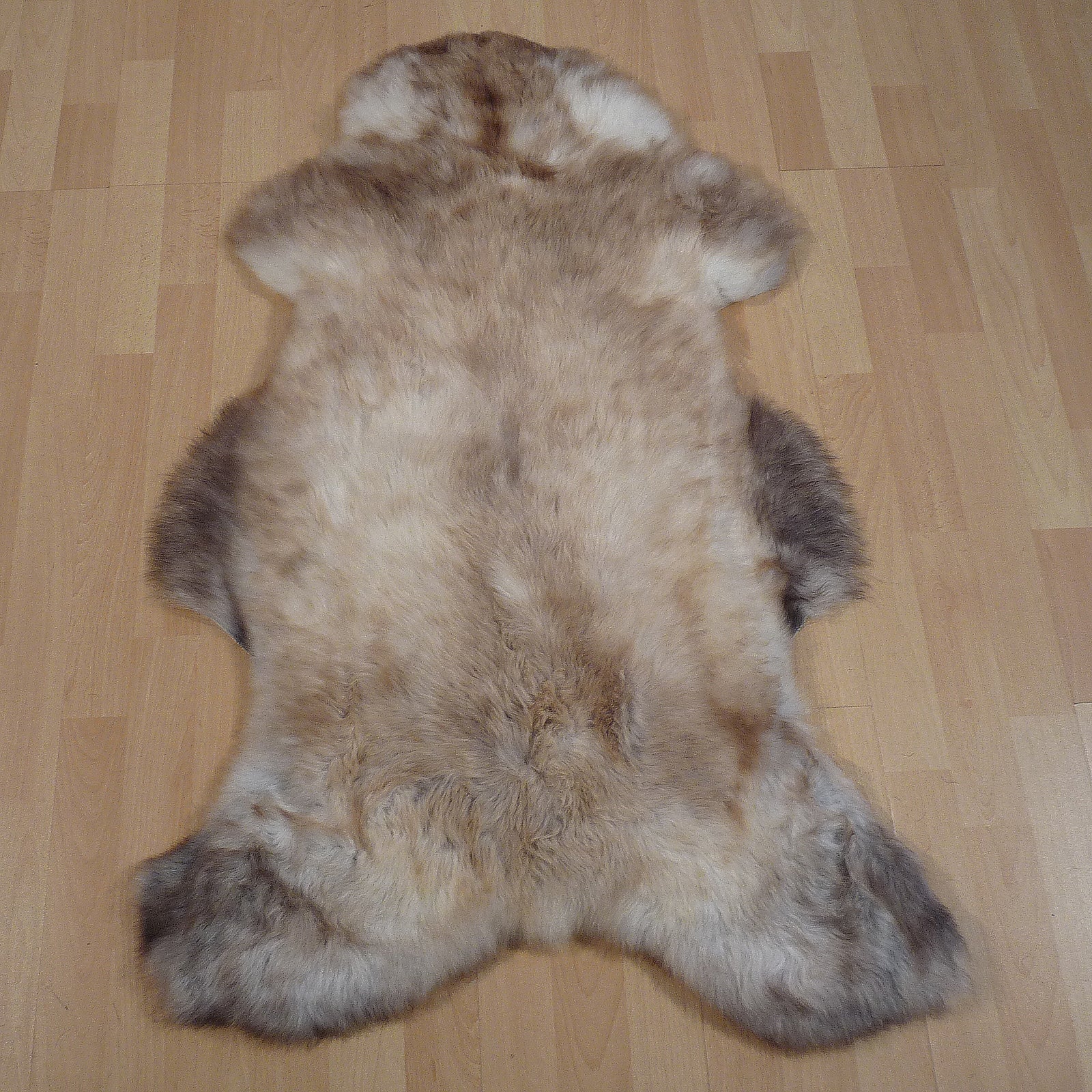 Exklusives Unikat Lammfell weiß - grau - braun 115x75cm #14812