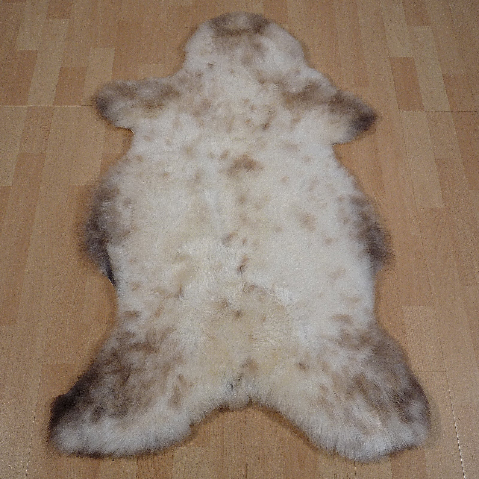 Exklusives Unikat Lammfell weiß - braun 110x70cm #14816