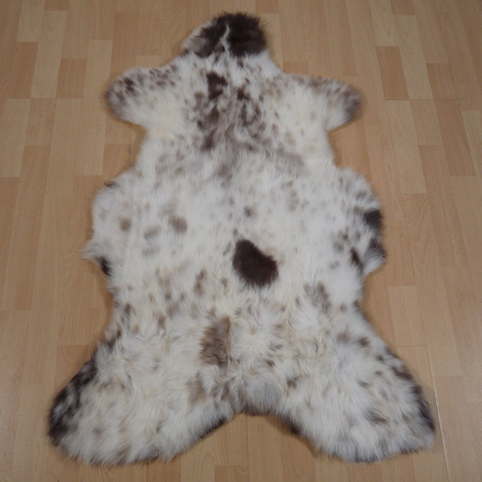 Exklusives Unikat Lammfell weiß - braun 115x80cm #14820