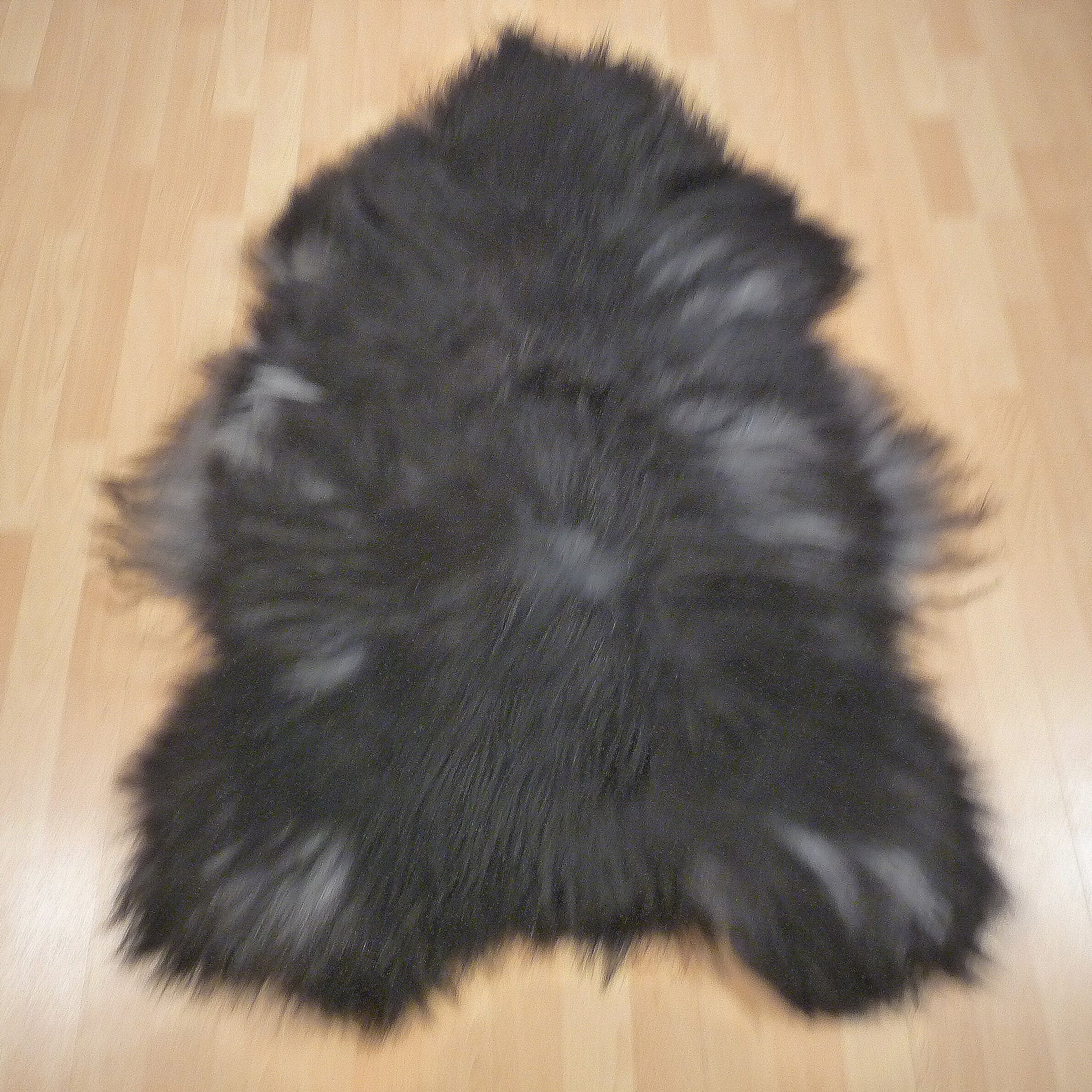 Exklusives Unikat Islandschaffell schwarz - grau 130x90cm #14862