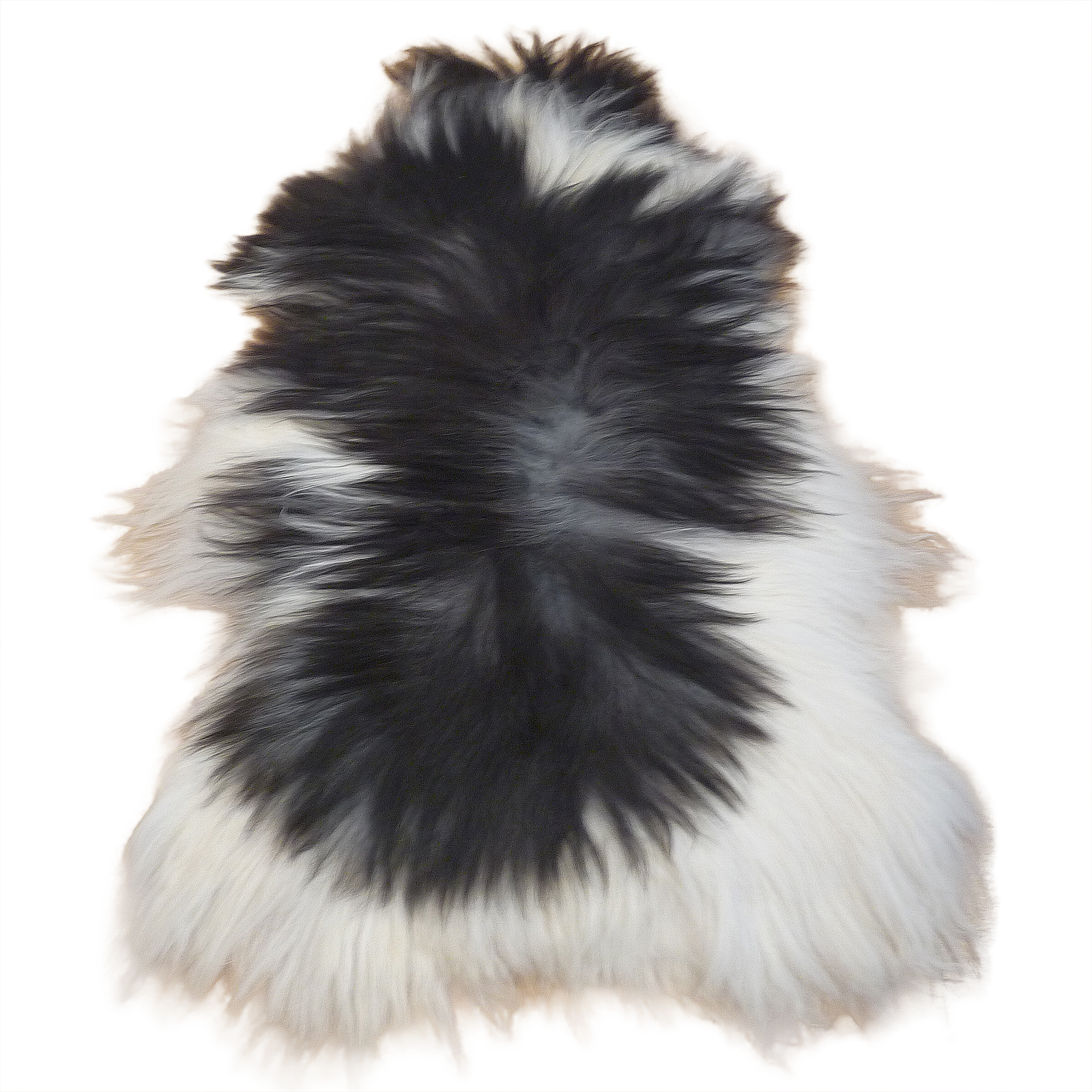 Exklusives Unikat Islandschaffell schwarz - weiß 130x85cm #14891