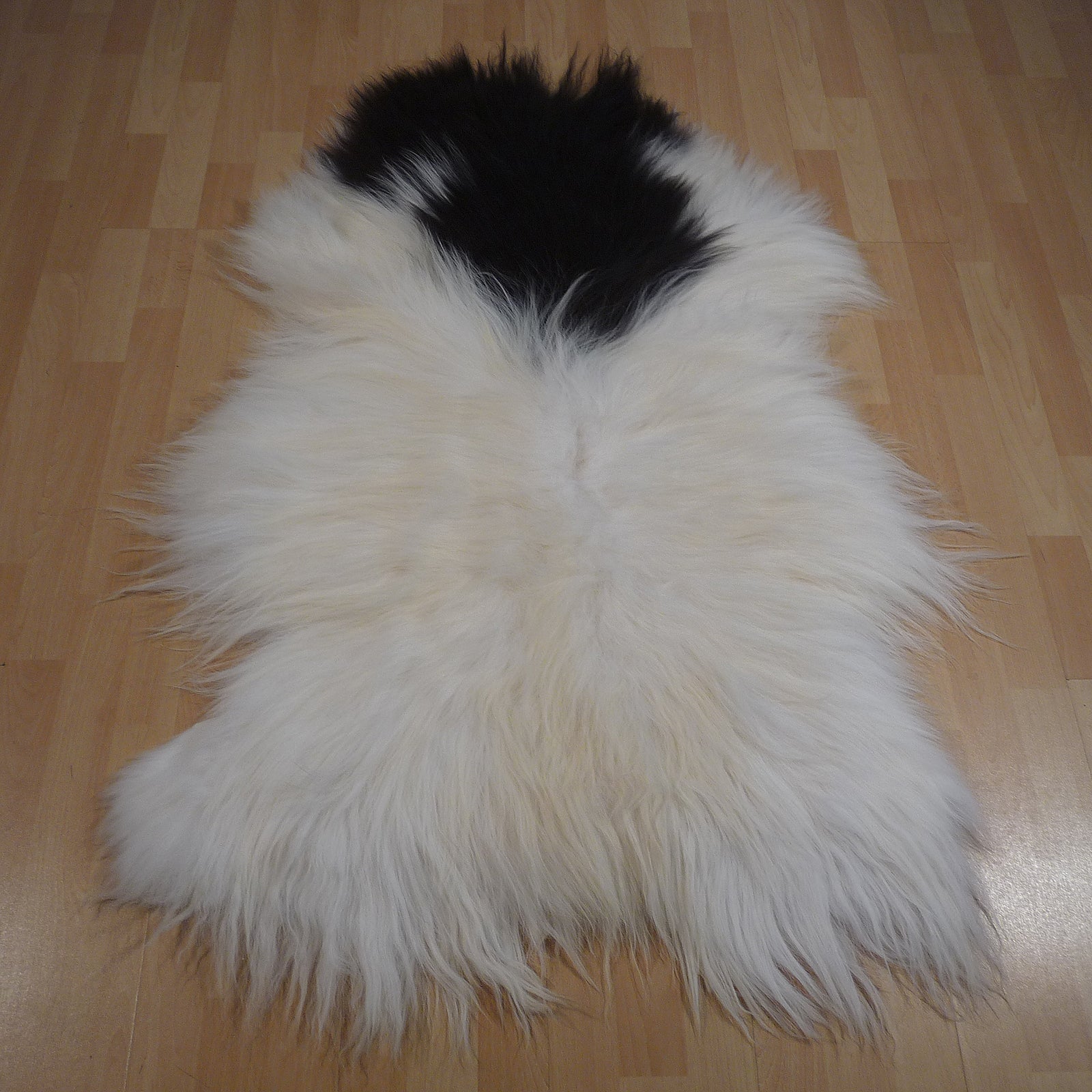 Exklusives Unikat Islandschaffell schwarz - weiß 140x95cm #14898