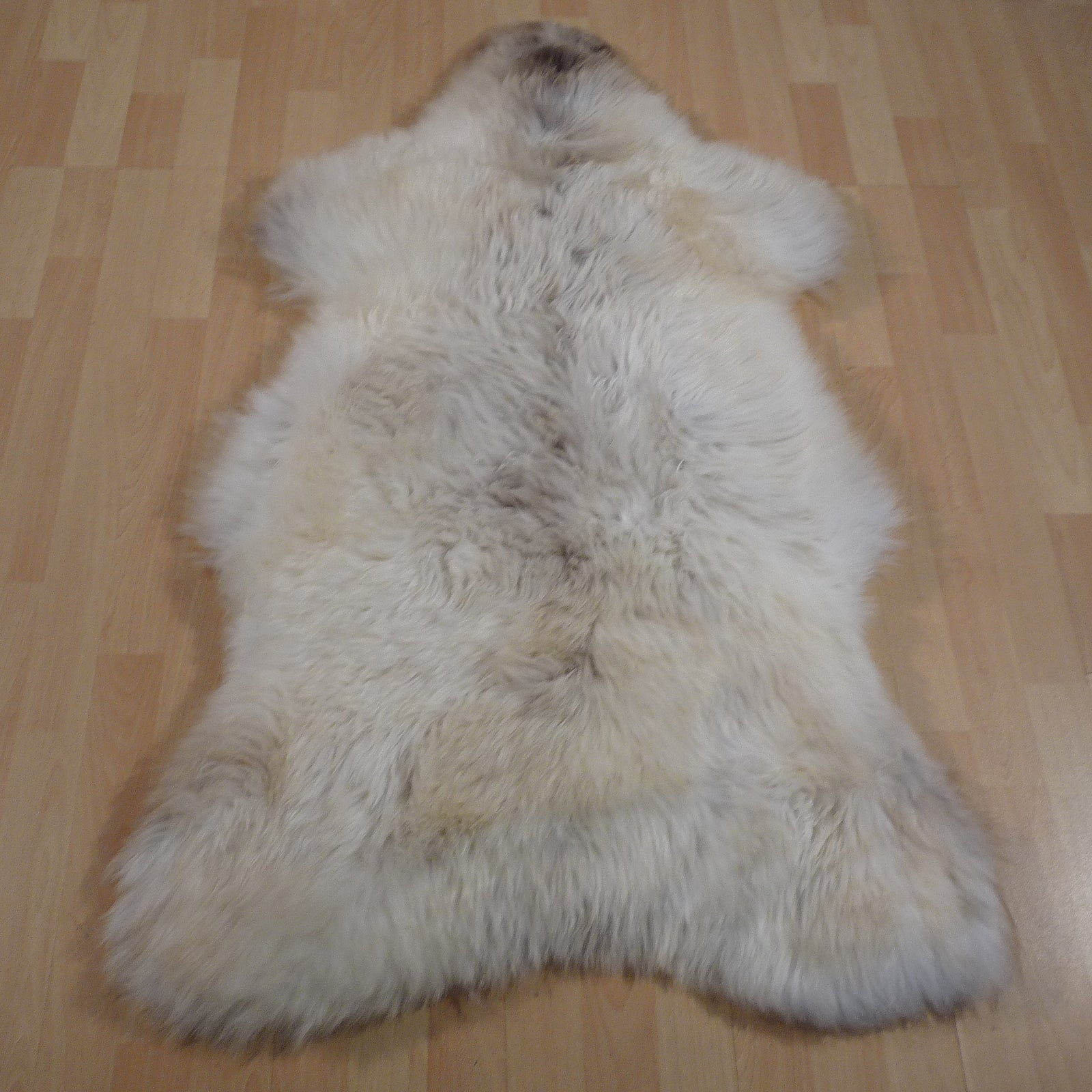 Exklusives Unikat Schaffell weiß - grau - hellbraun 125x75cm #15255