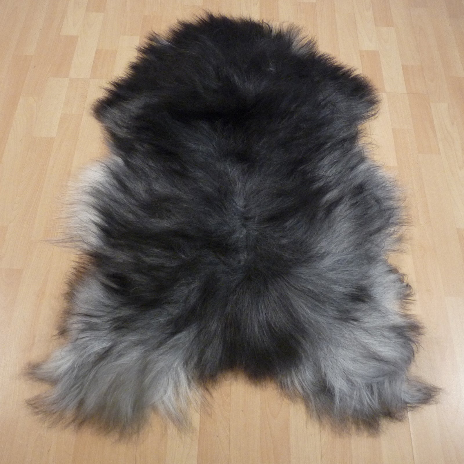Exklusives Unikat Islandschaffell grau - schwarz 130x90cm #15275