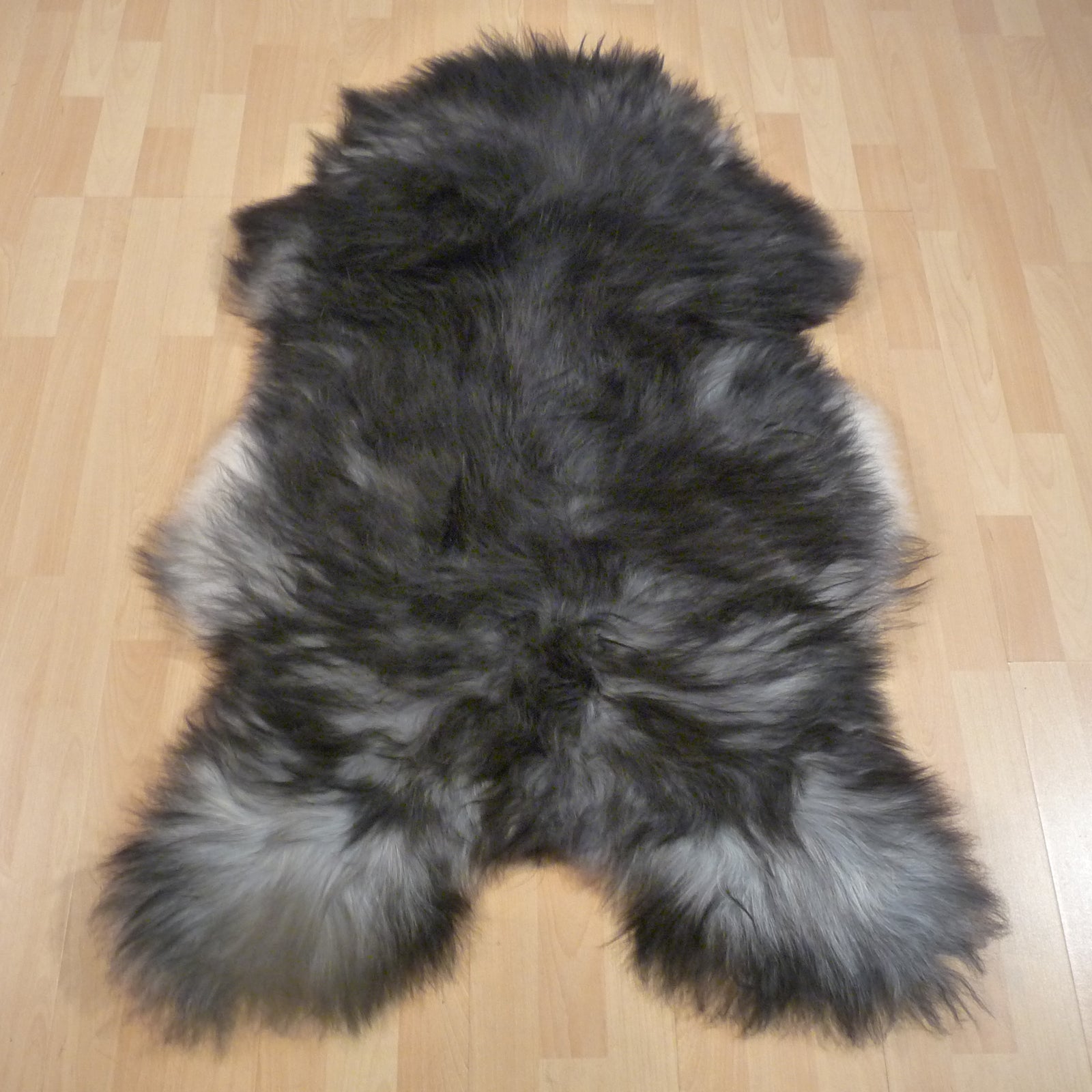 Exklusives Unikat Islandschaffell grau - schwarz 130x85cm #15276