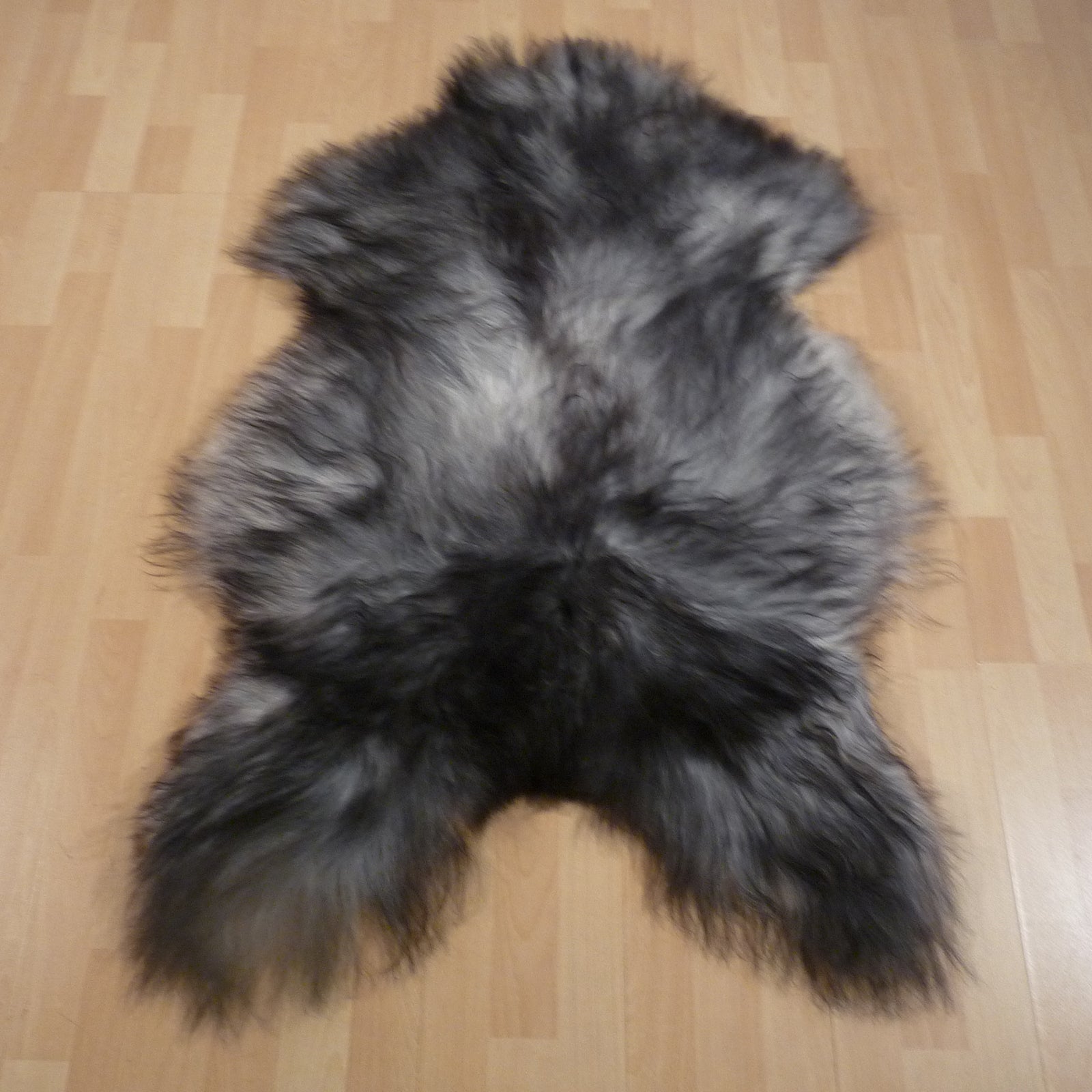 Exklusives Unikat Islandschaffell grau - schwarz 130x90cm #15279