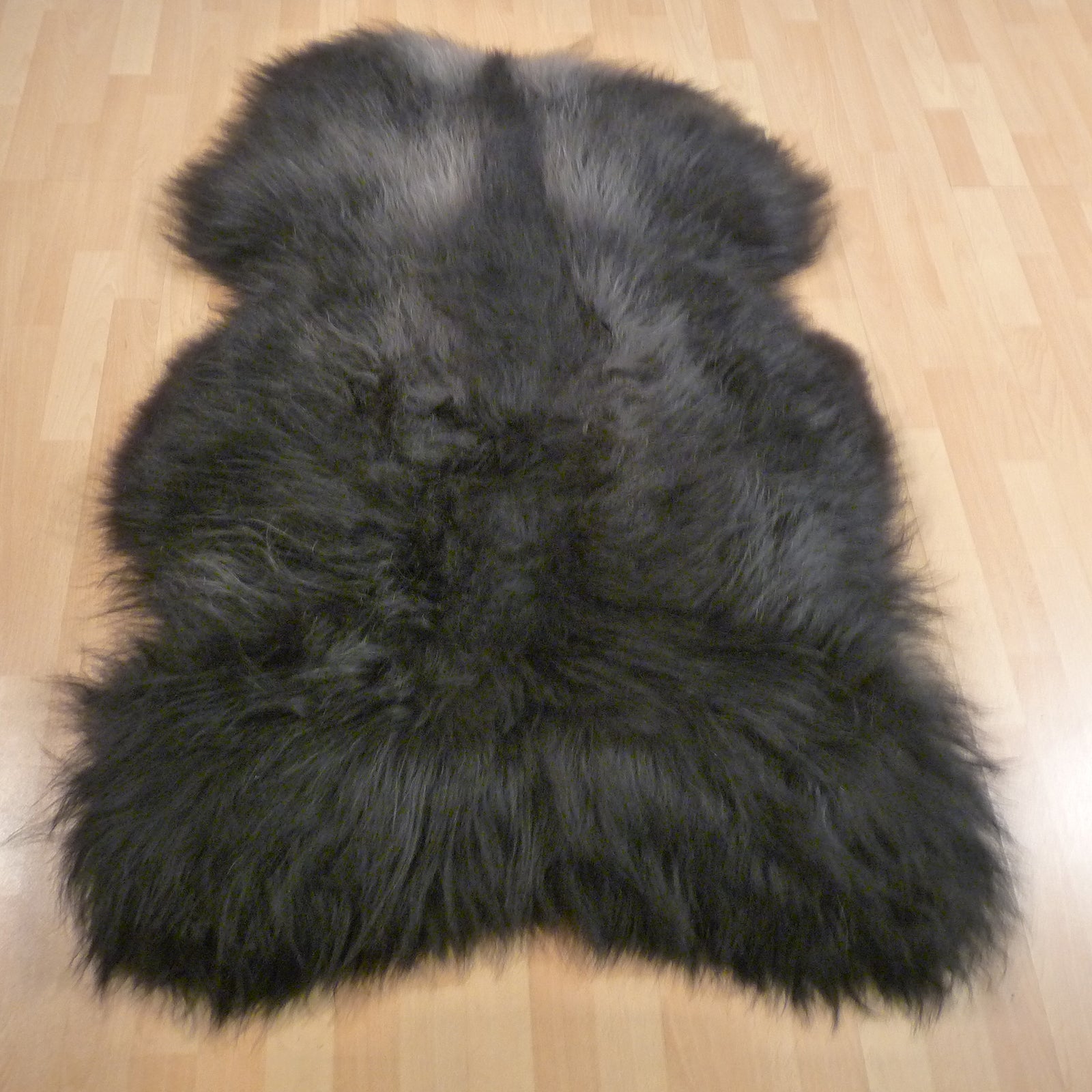 Exklusives Unikat Islandschaffell schwarz - grau 145x95cm #15754