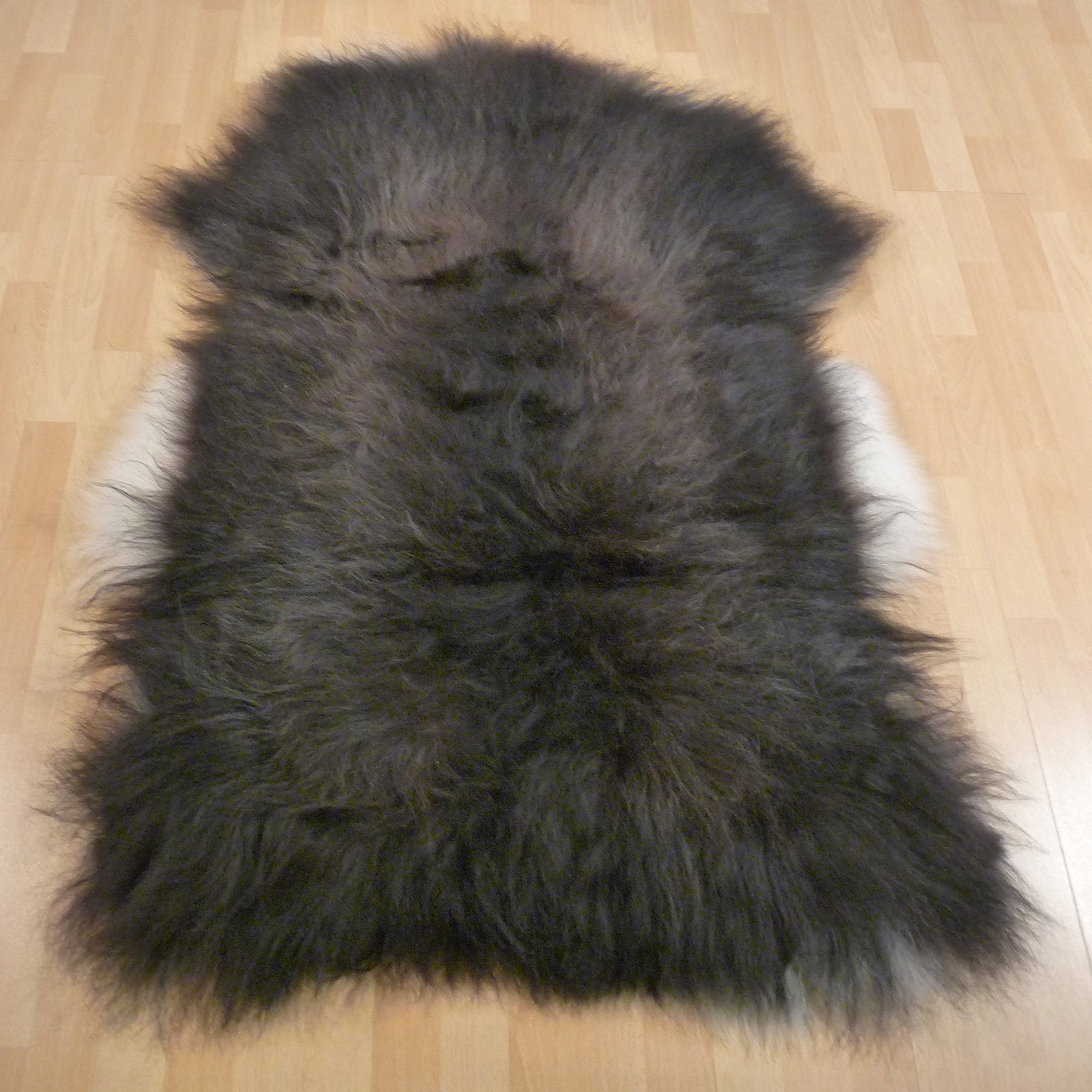 Exklusives Unikat Islandschaffell schwarz - grau - weiß 145x100cm #15755