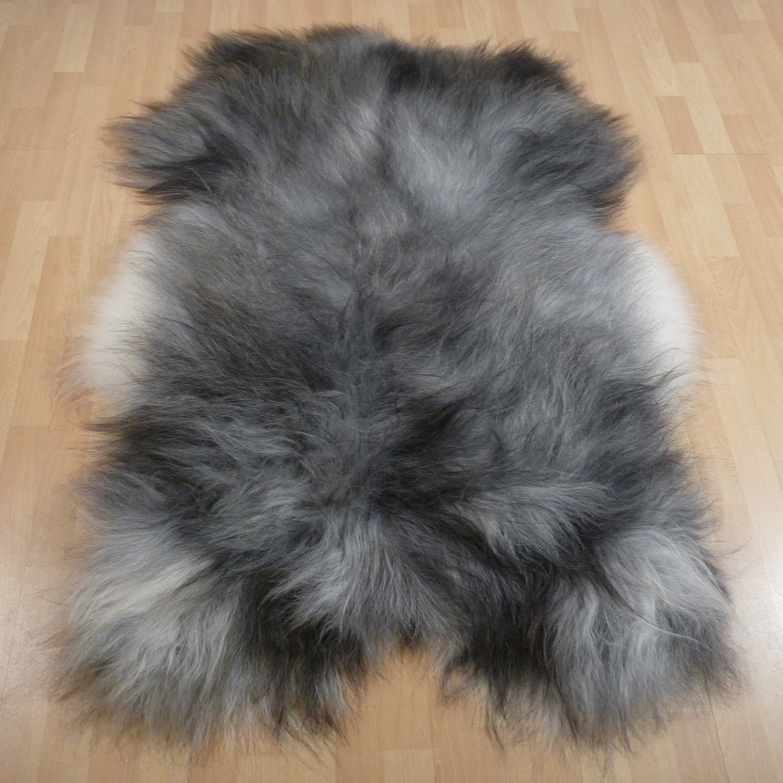 Exklusives Unikat Islandschaffell schwarz - grau 145x105cm #15758