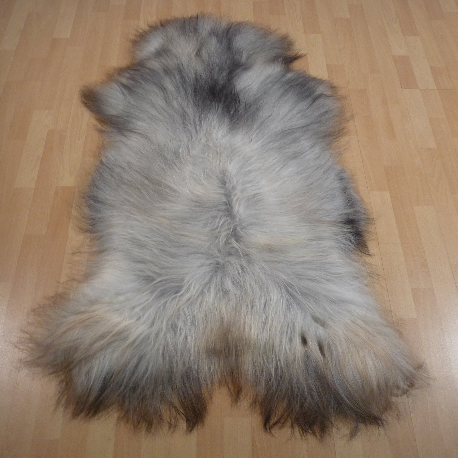 Exklusives Unikat Islandschaffell schwarz - grau - braun 145x85cm #15759
