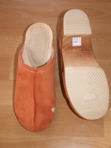 Schwedenclogs Clogs Leder Holz orange