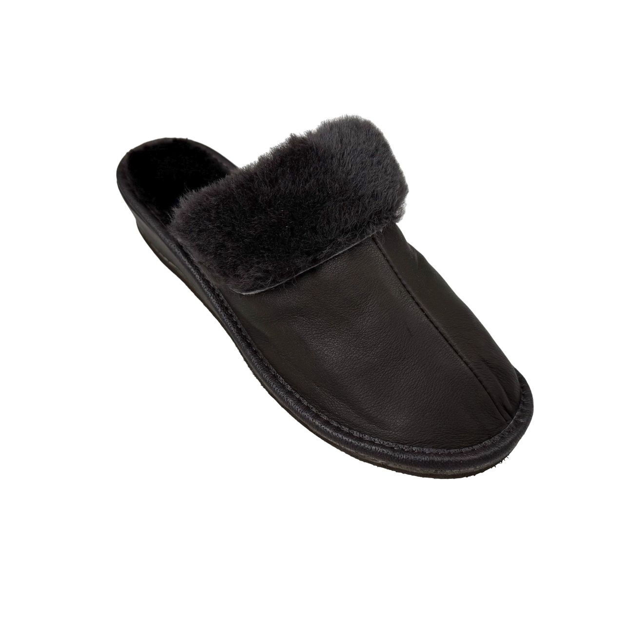 Damen Lammfell Hausschuhe Slipper Glattleder braun