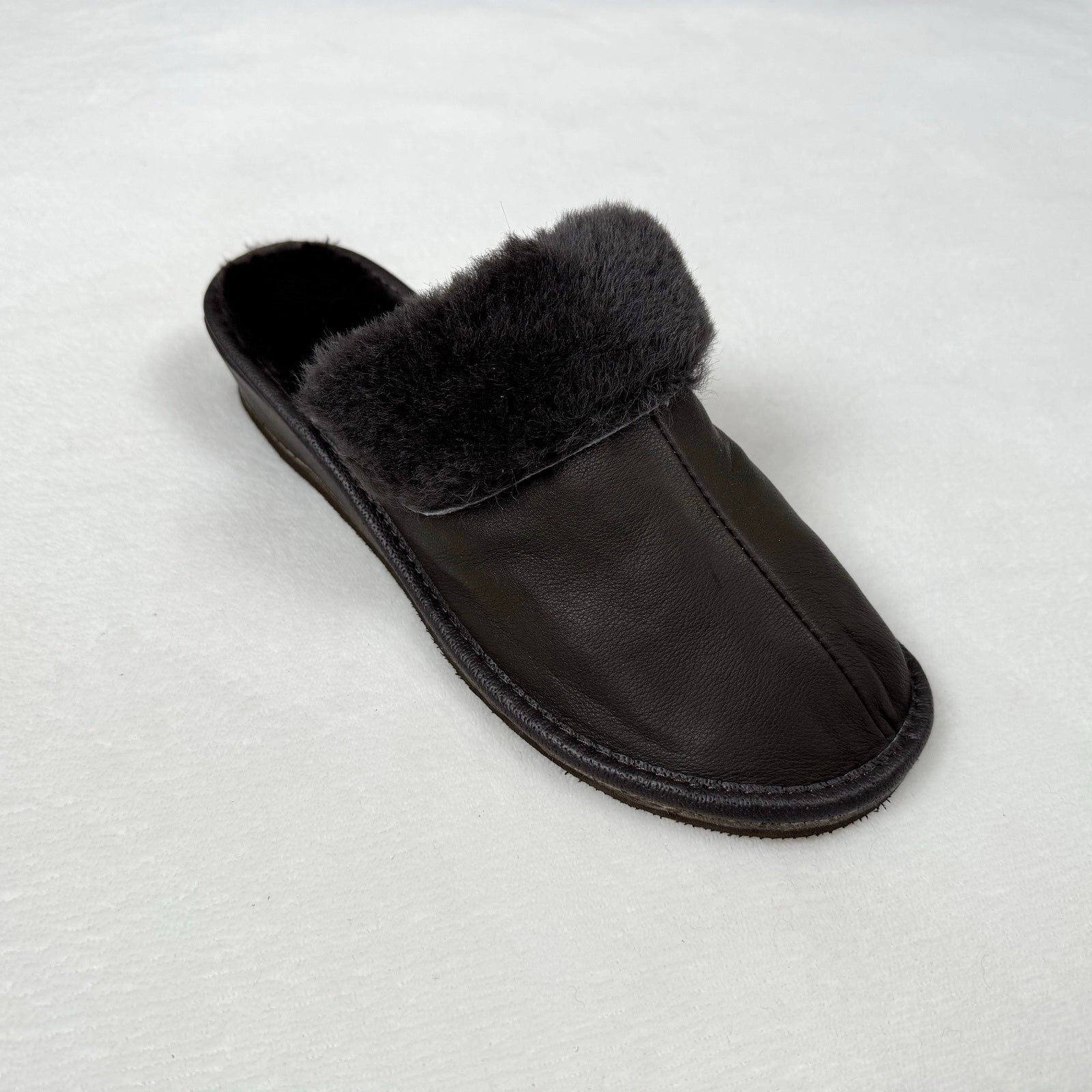 Damen Lammfell Hausschuhe Slipper Glattleder braun