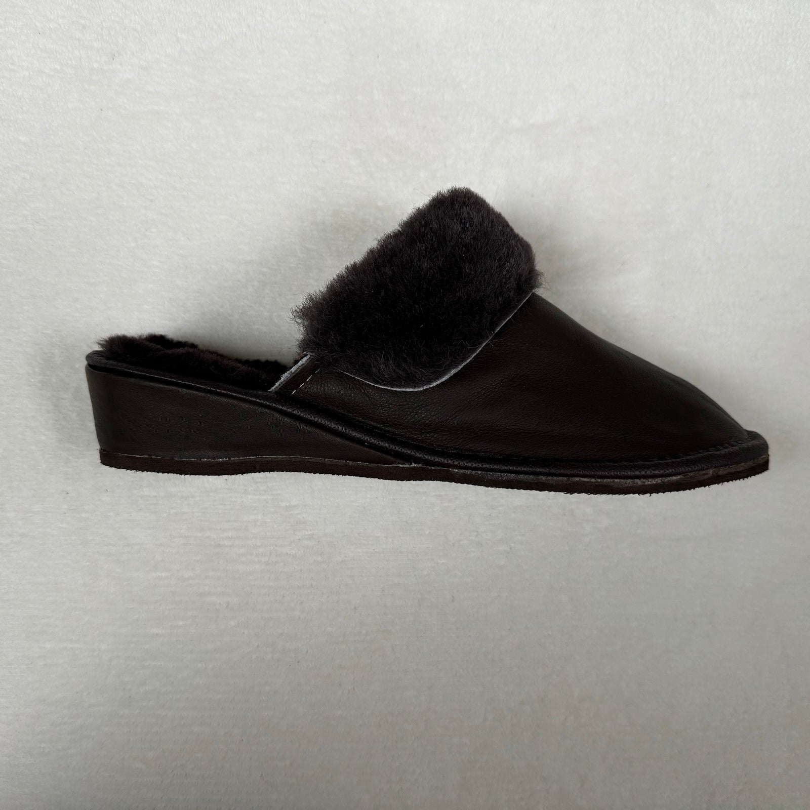 Damen Lammfell Hausschuhe Slipper Glattleder braun