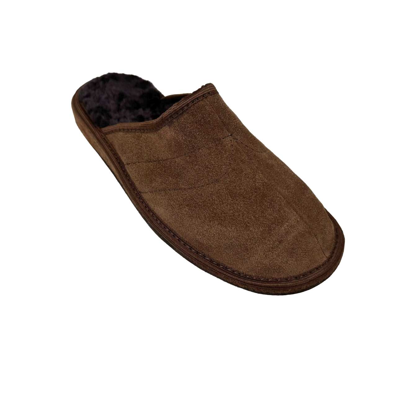 Herren Lammfell Hausschuhe Slipper Wildleder braun