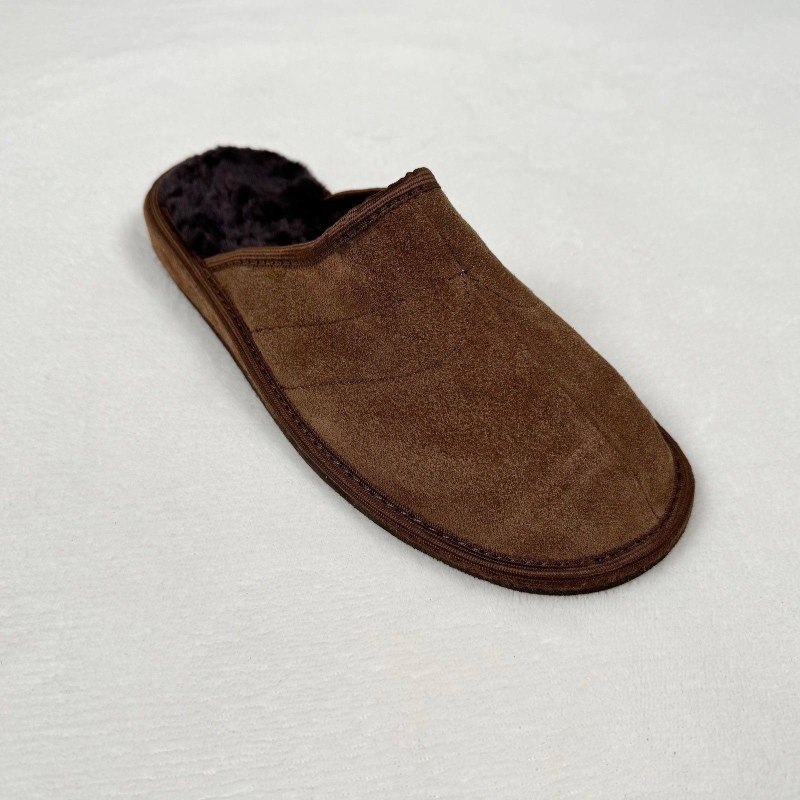 Herren Lammfell Hausschuhe Slipper Wildleder braun