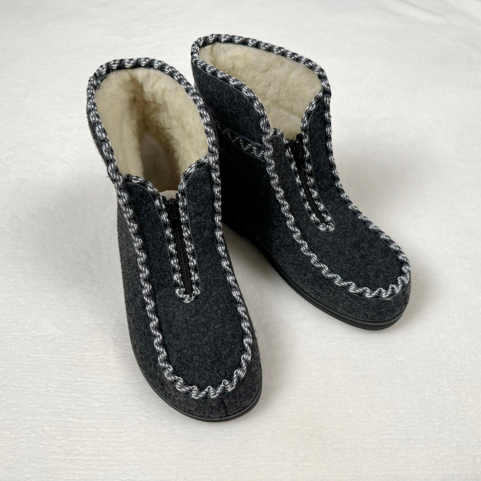 Filzschuhe Hausschuhe knöchelhoch mit Lammwolle gefüttert