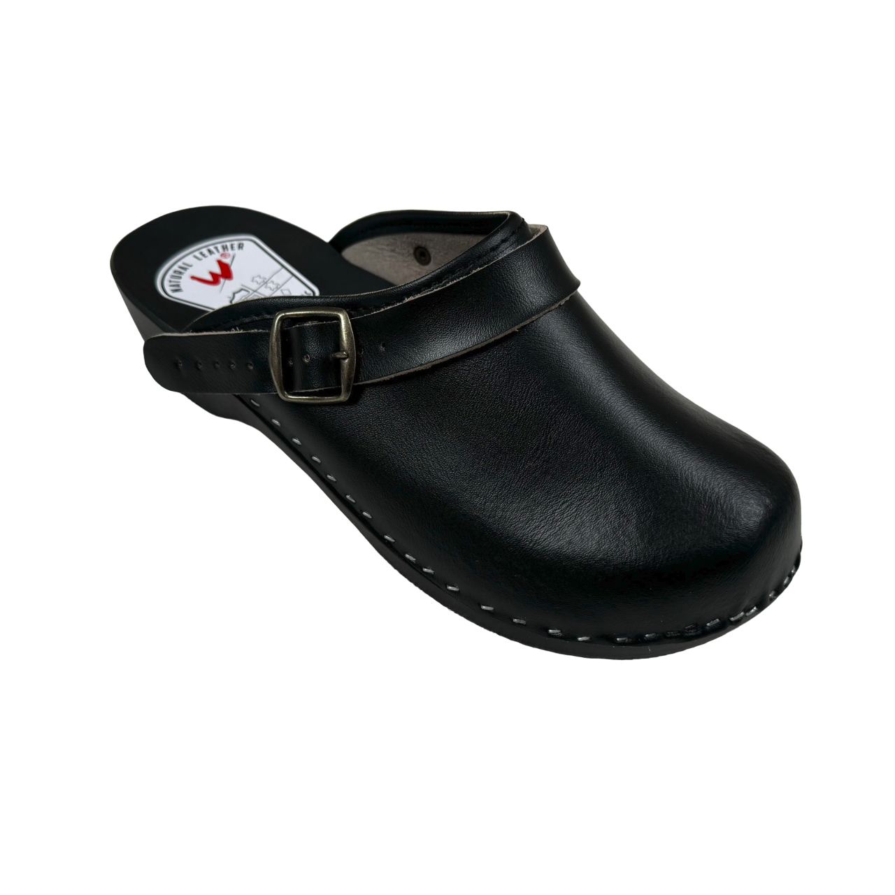 Schwedenclogs Clogs Leder Holz schwarz