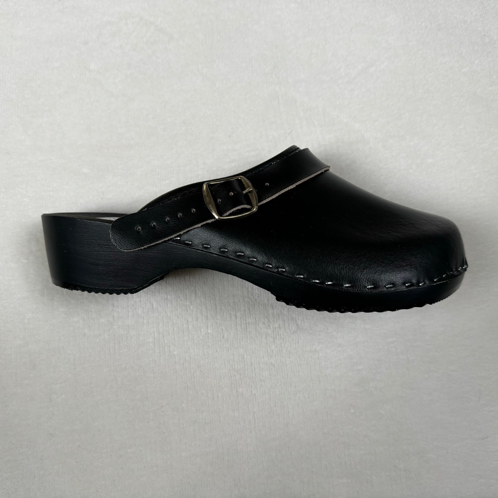 Schwedenclogs Clogs Leder Holz schwarz