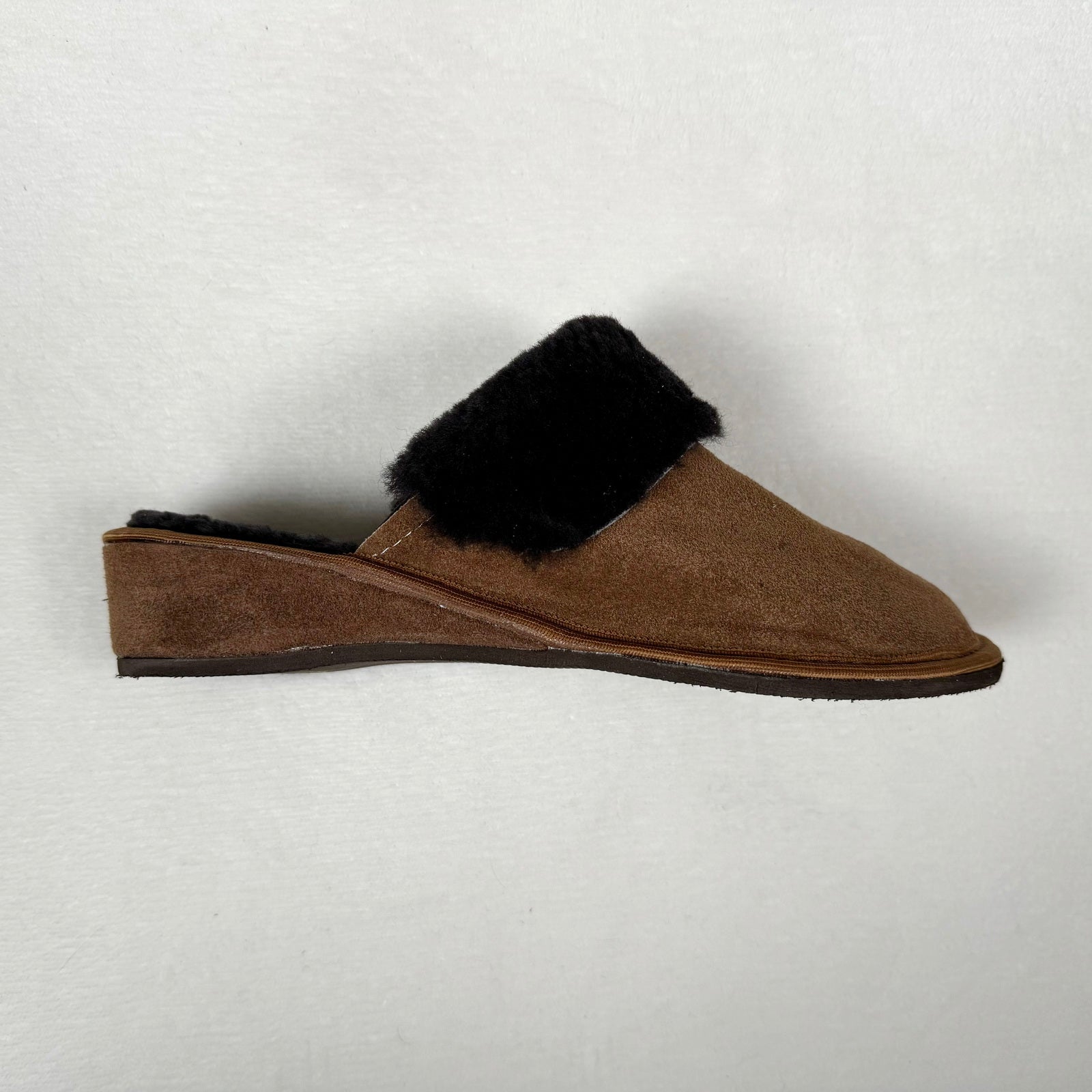 Damen Lammfell Hausschuhe Slipper Wildleder braun
