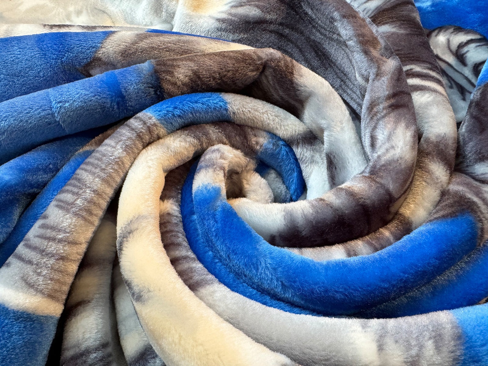 Kuscheldecke Tagesdecke Wohndecke Tiermotiv Katzen blau