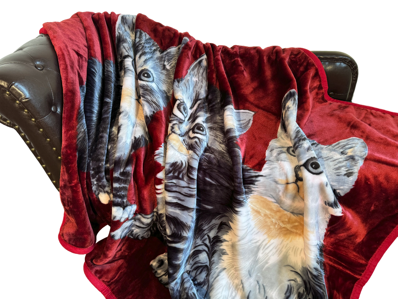 Kuscheldecke Tagesdecke Wohndecke Tiermotiv Katzen rot