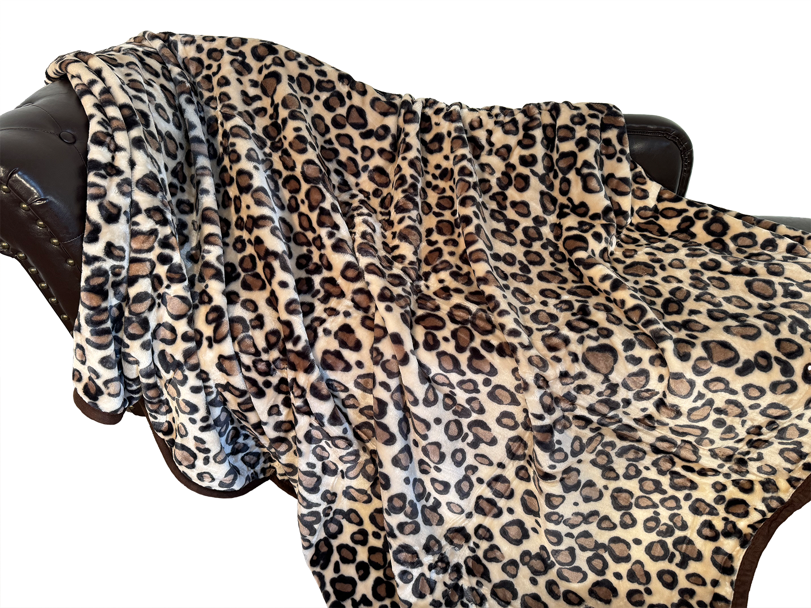 Kuscheldecke Tagesdecke Wohndecke Felloptik Leopard-Design