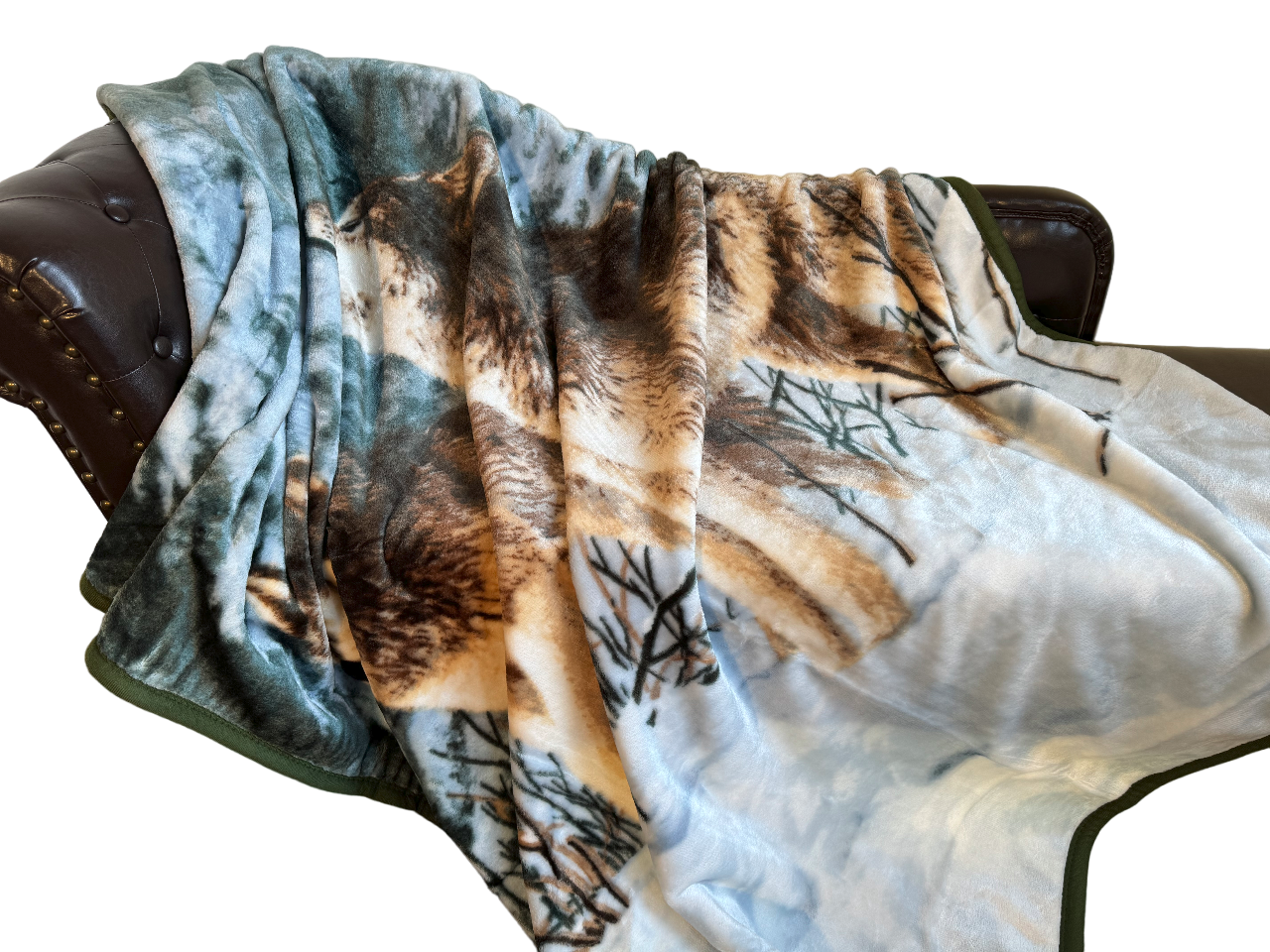 Kuscheldecke Tagesdecke Wohndecke Tiermotiv Winter Wolf