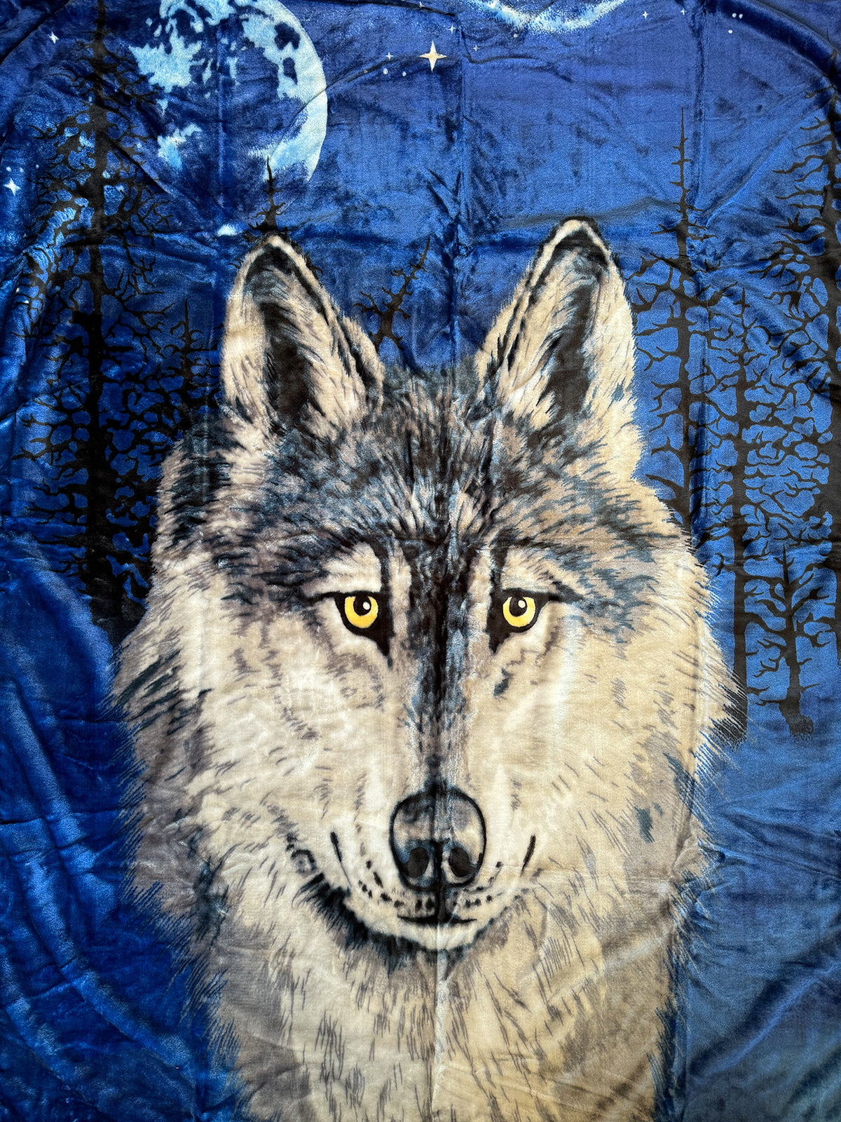 Kuscheldecke Tagesdecke Wohndecke Tiermotiv Wolf Vollmond
