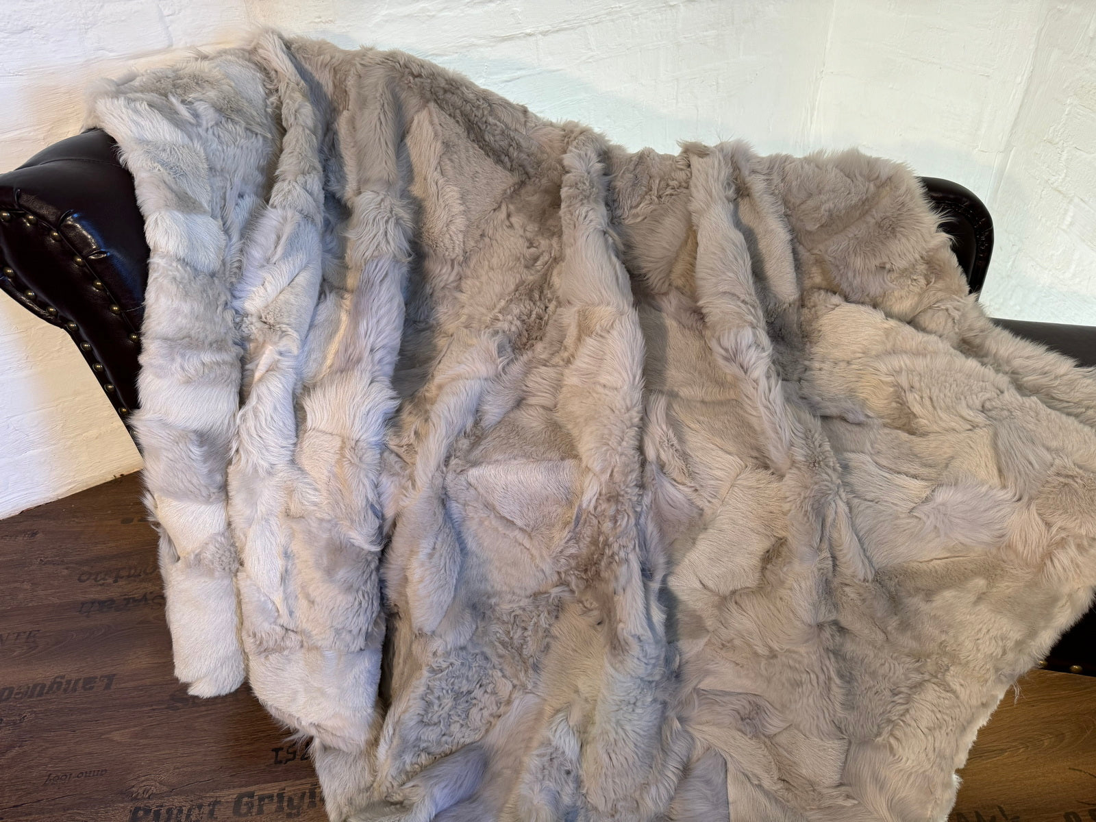 Echte Pelzdecke Felldecke Lammfelldecke 160x200cm beige - grau