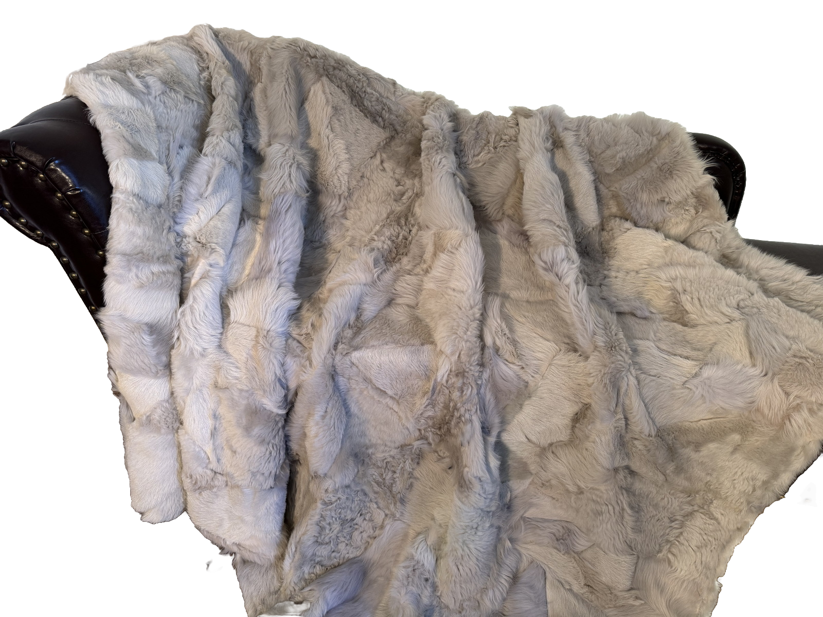 Echte Pelzdecke Felldecke Lammfelldecke 160x200cm beige - grau