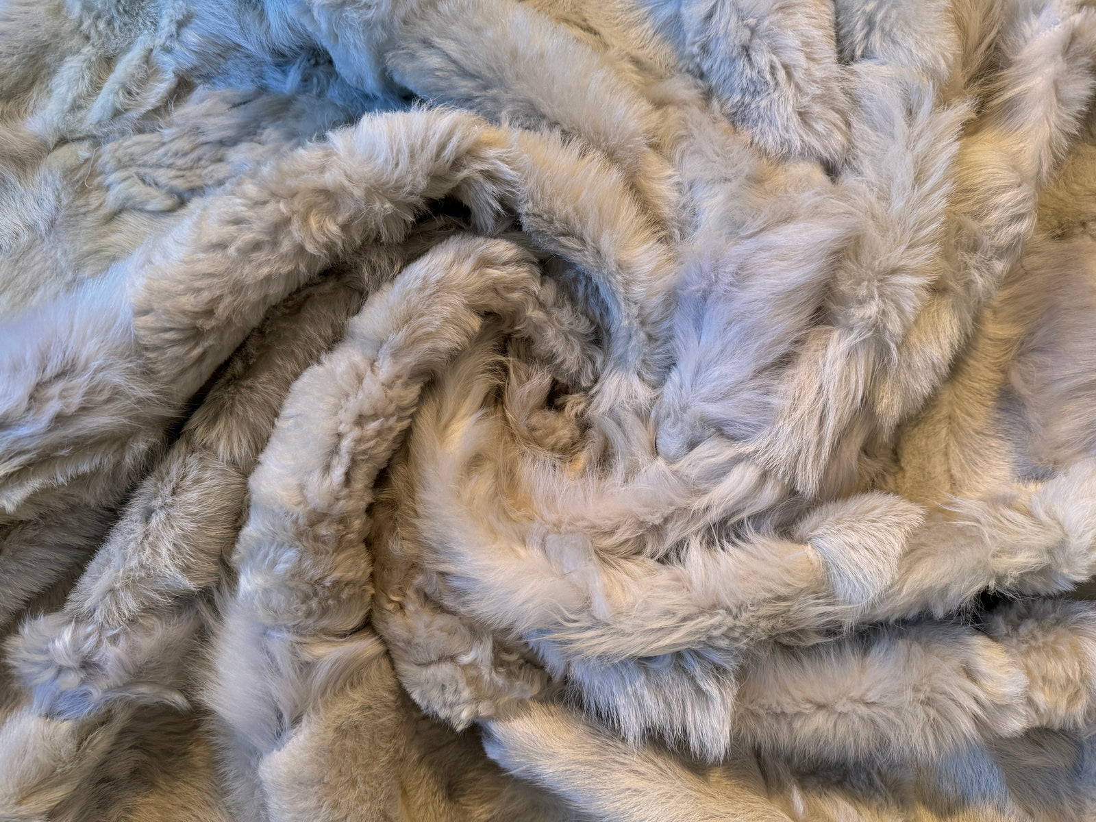 Echte Pelzdecke Felldecke Lammfelldecke 160x200cm beige - grau