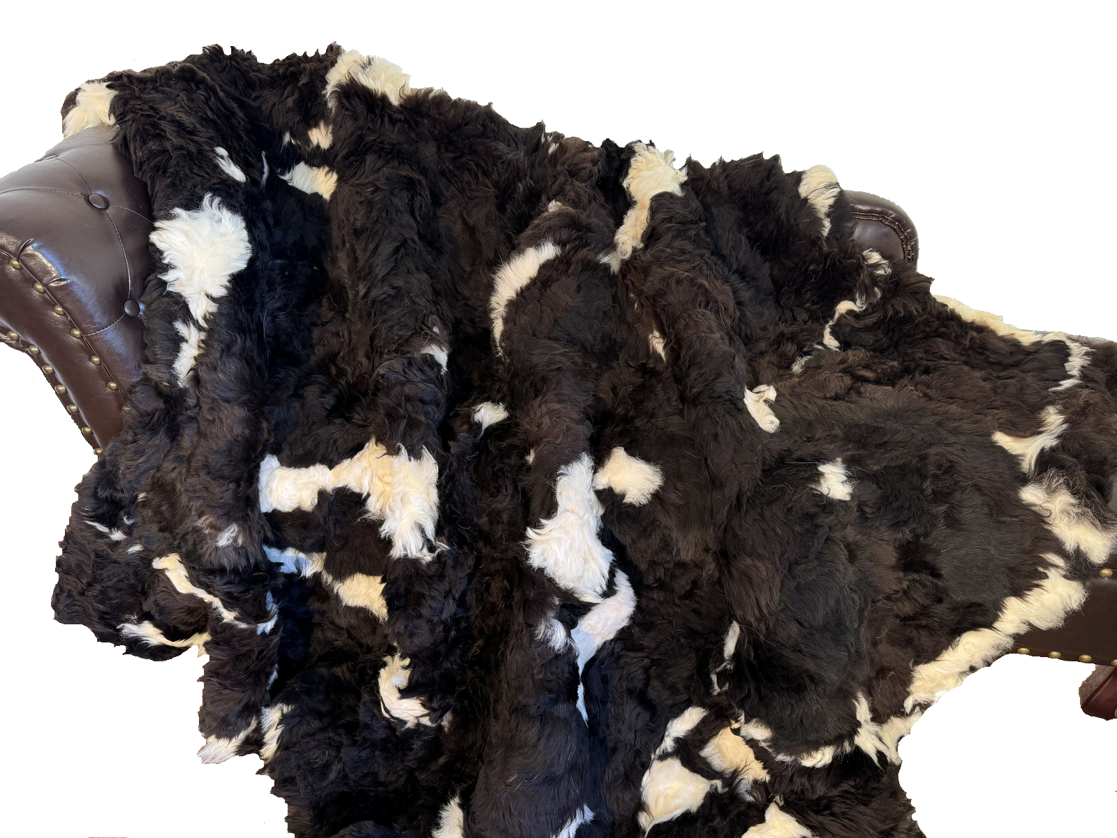 Echte Pelzdecke Felldecke Lammfelldecke 160x200cm braun - weiss