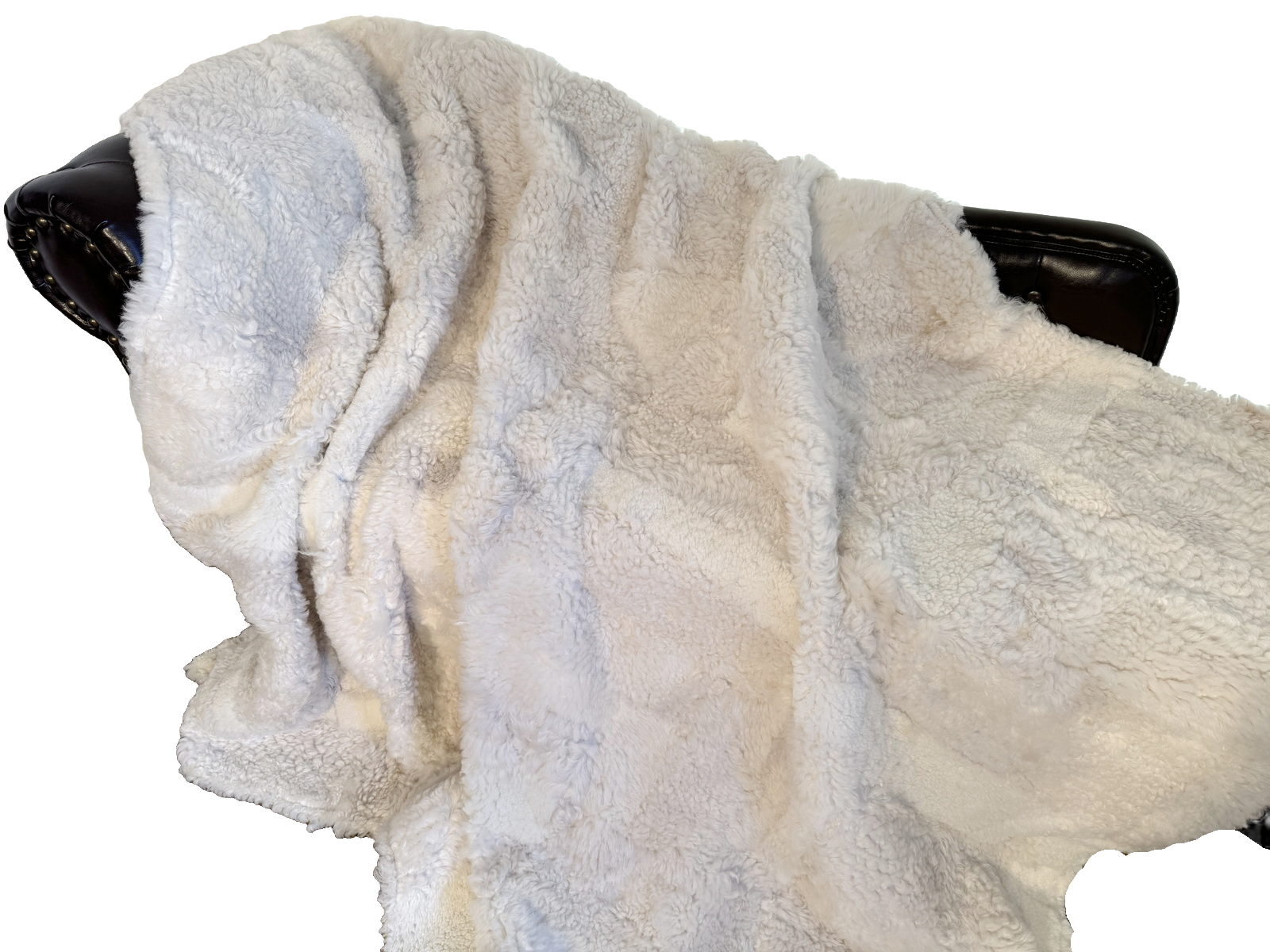 Echte Pelzdecke Felldecke Lammfelldecke 160x200cm wollweiss