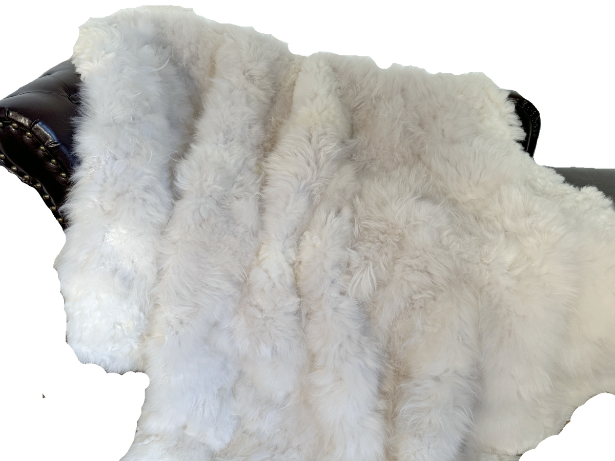 Echte Pelzdecke PD-214 Felldecke Fuchsfelldecke 160x200cm weiss