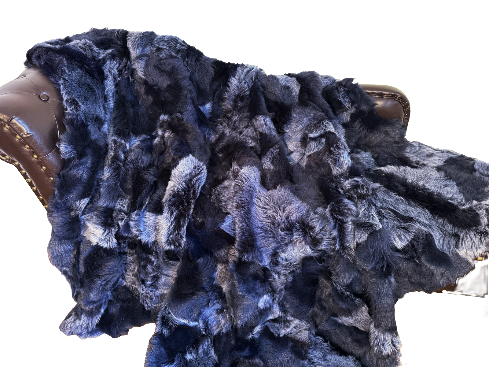 Echte Pelzdecke Felldecke Lammfelldecke 160x200cm schwarz - grau