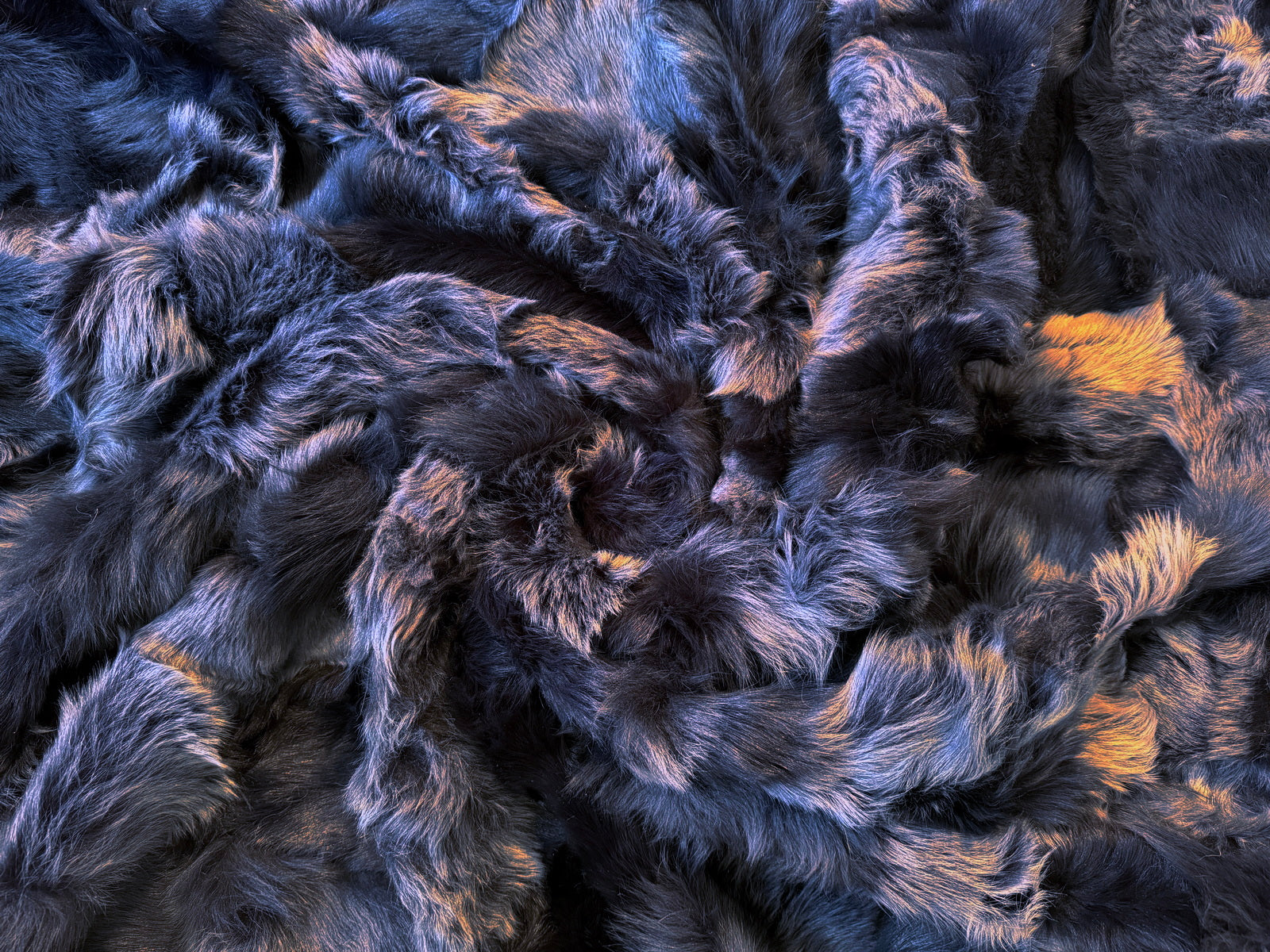 Echte Pelzdecke Felldecke Lammfelldecke 160x200cm schwarz - grau